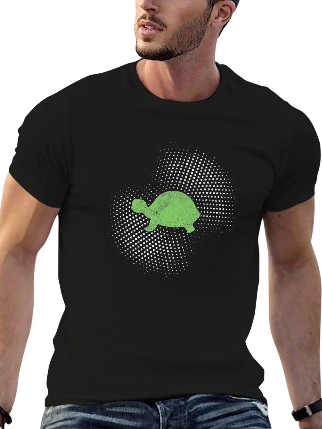 Turtle Graphic Tee - Black Cotton T-Shirt