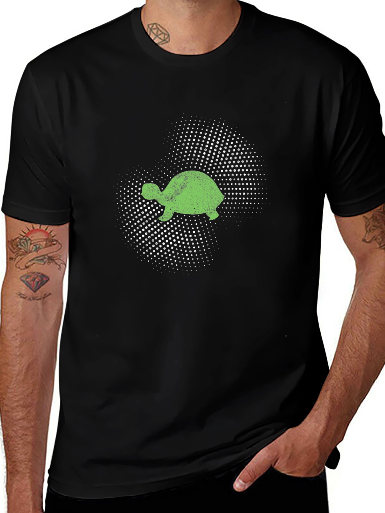 Turtle Graphic Tee - Black Cotton T-Shirt