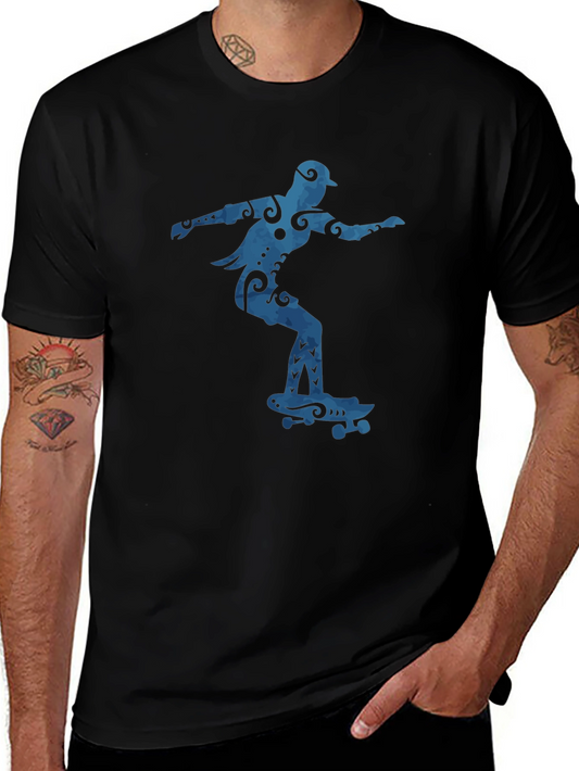 Skateboarder Graphic Tee - Cool Blue Design