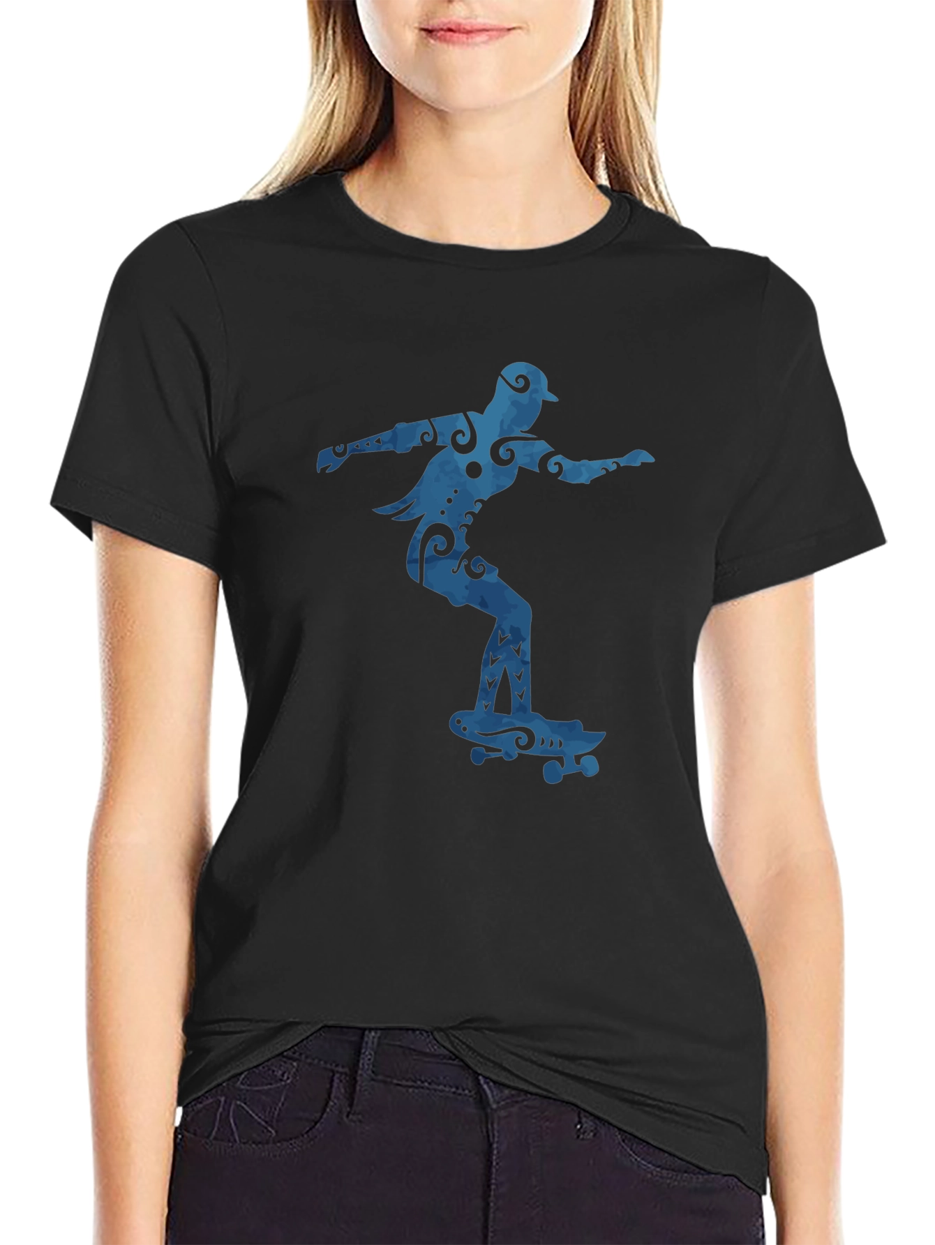 Skateboarder Graphic Tee - Cool Blue Design