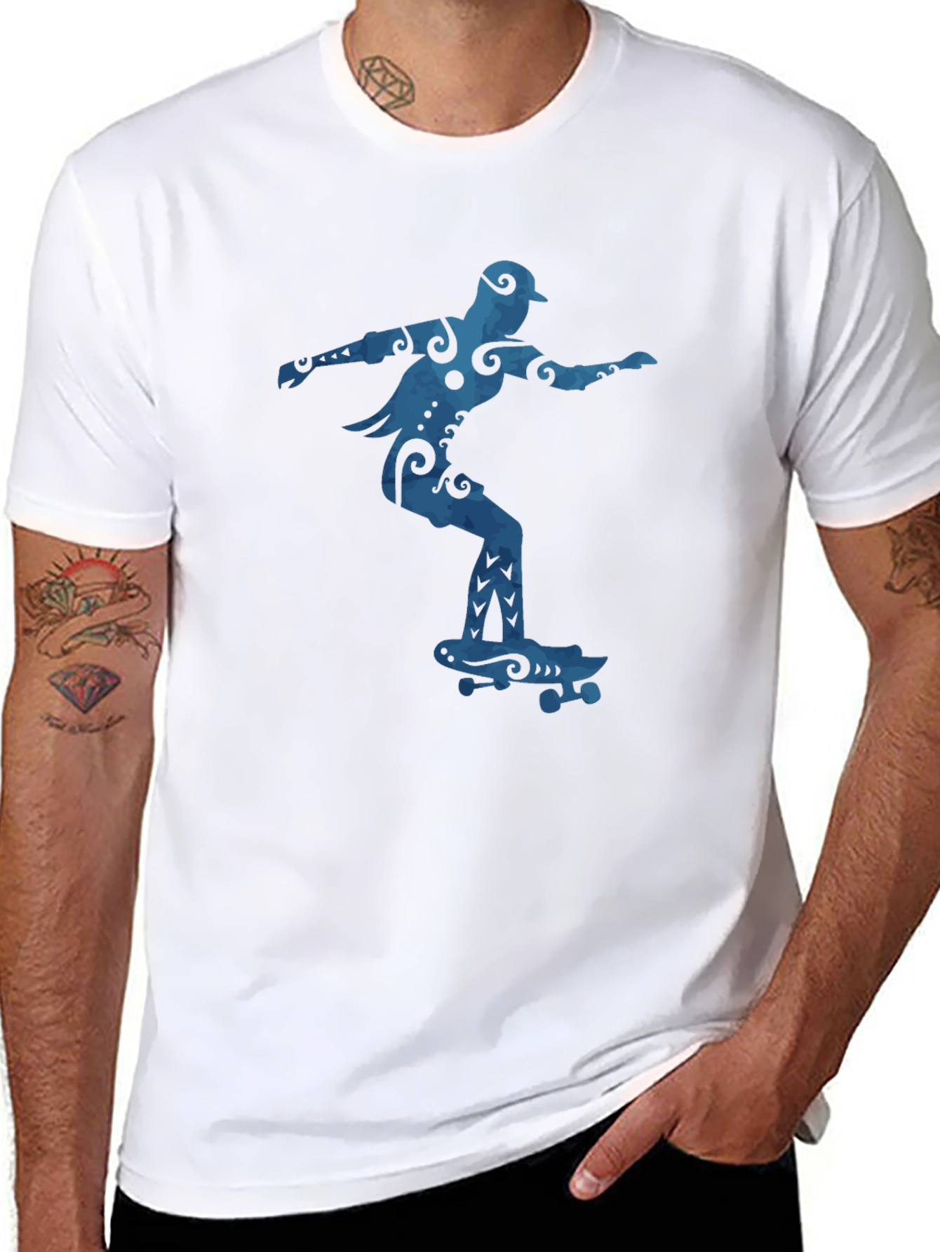 Skateboarder Graphic Tee - Cool Blue Design