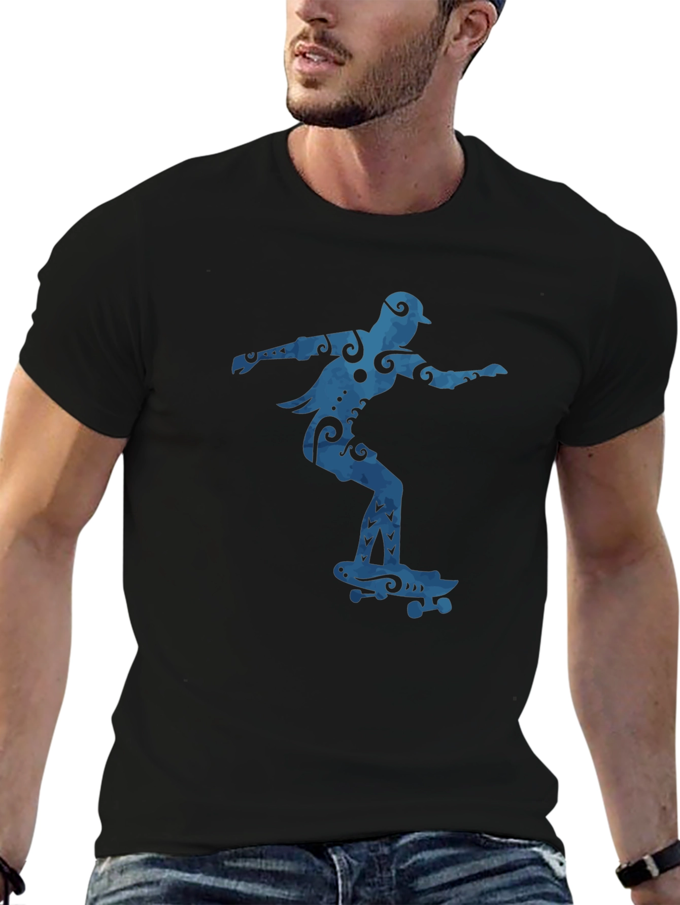 Skateboarder Graphic Tee - Cool Blue Design