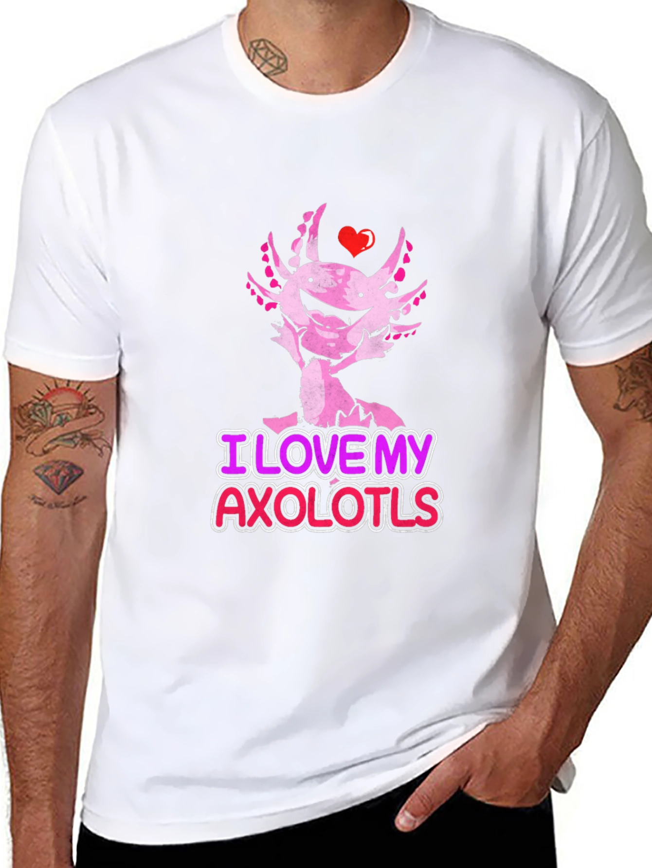 I Love My Axolotls Black T-Shirt
