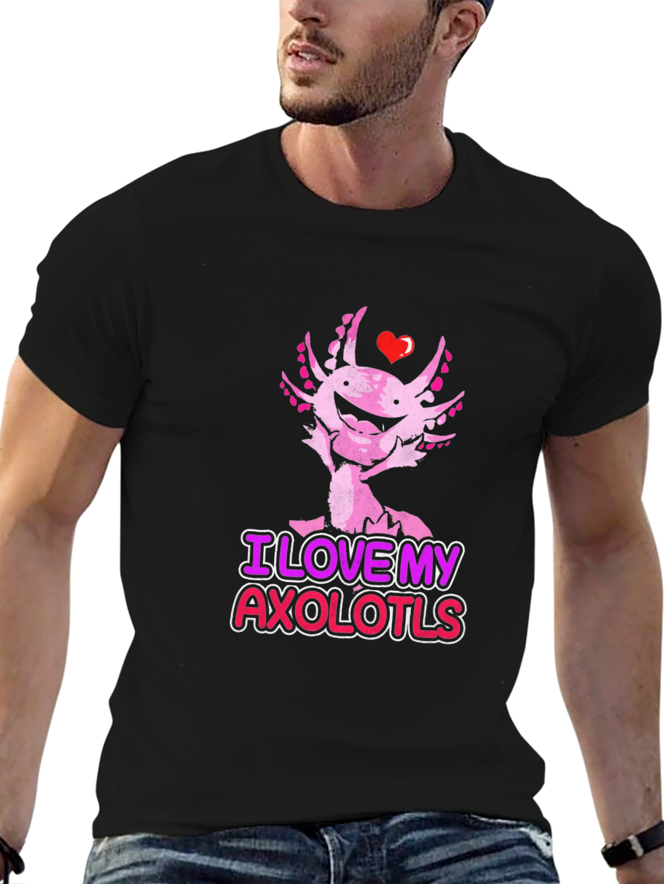 I Love My Axolotls Black T-Shirt