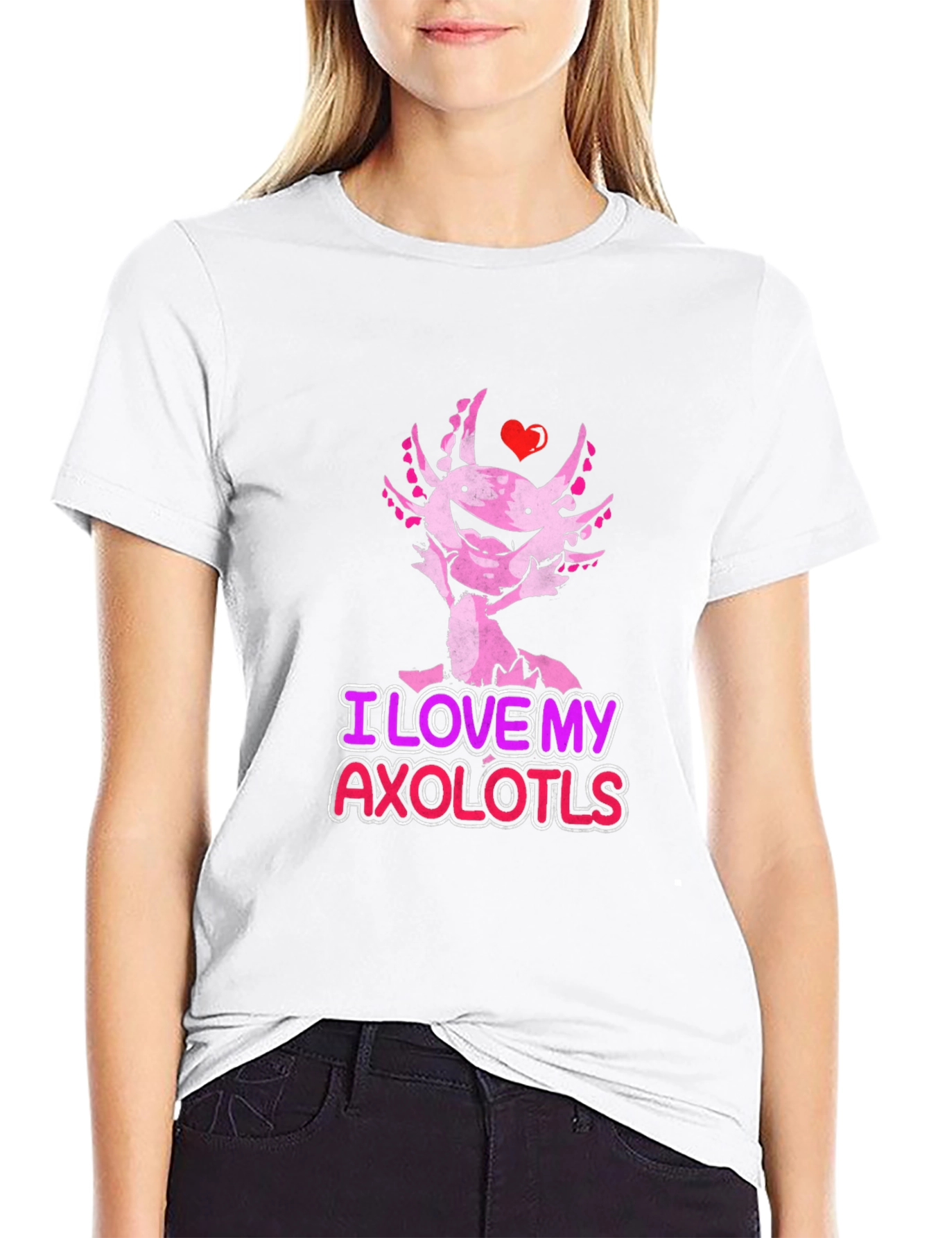 I Love My Axolotls Black T-Shirt