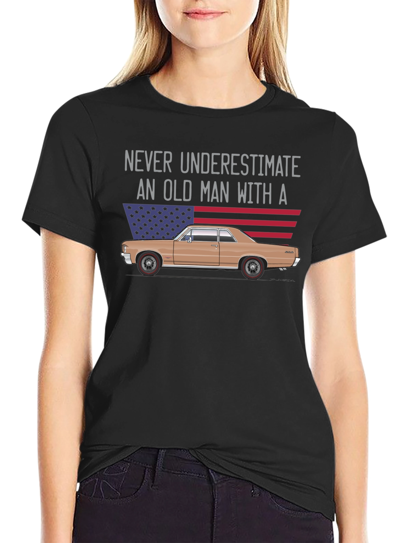 Old Man Car T-Shirt - USA Flag Graphic Tee