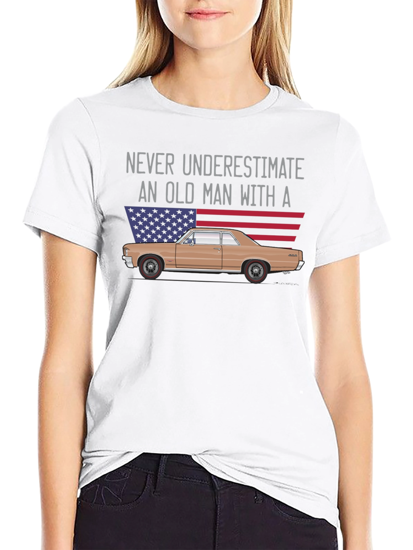 Old Man Car T-Shirt - USA Flag Graphic Tee