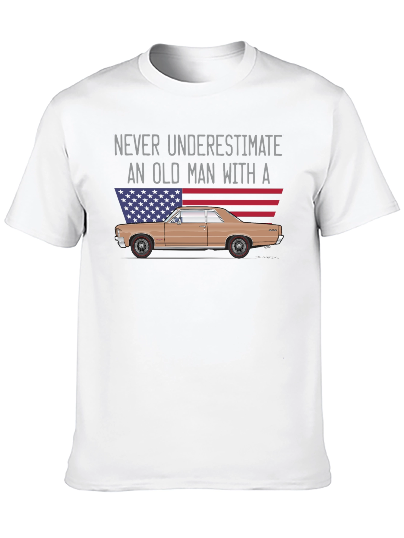Old Man Car T-Shirt - USA Flag Graphic Tee
