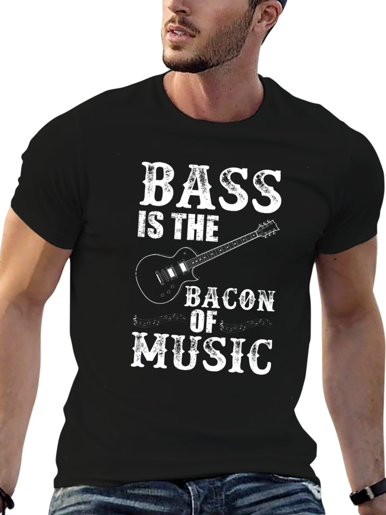 Bass is the Bacon of Music Black T-Shirt