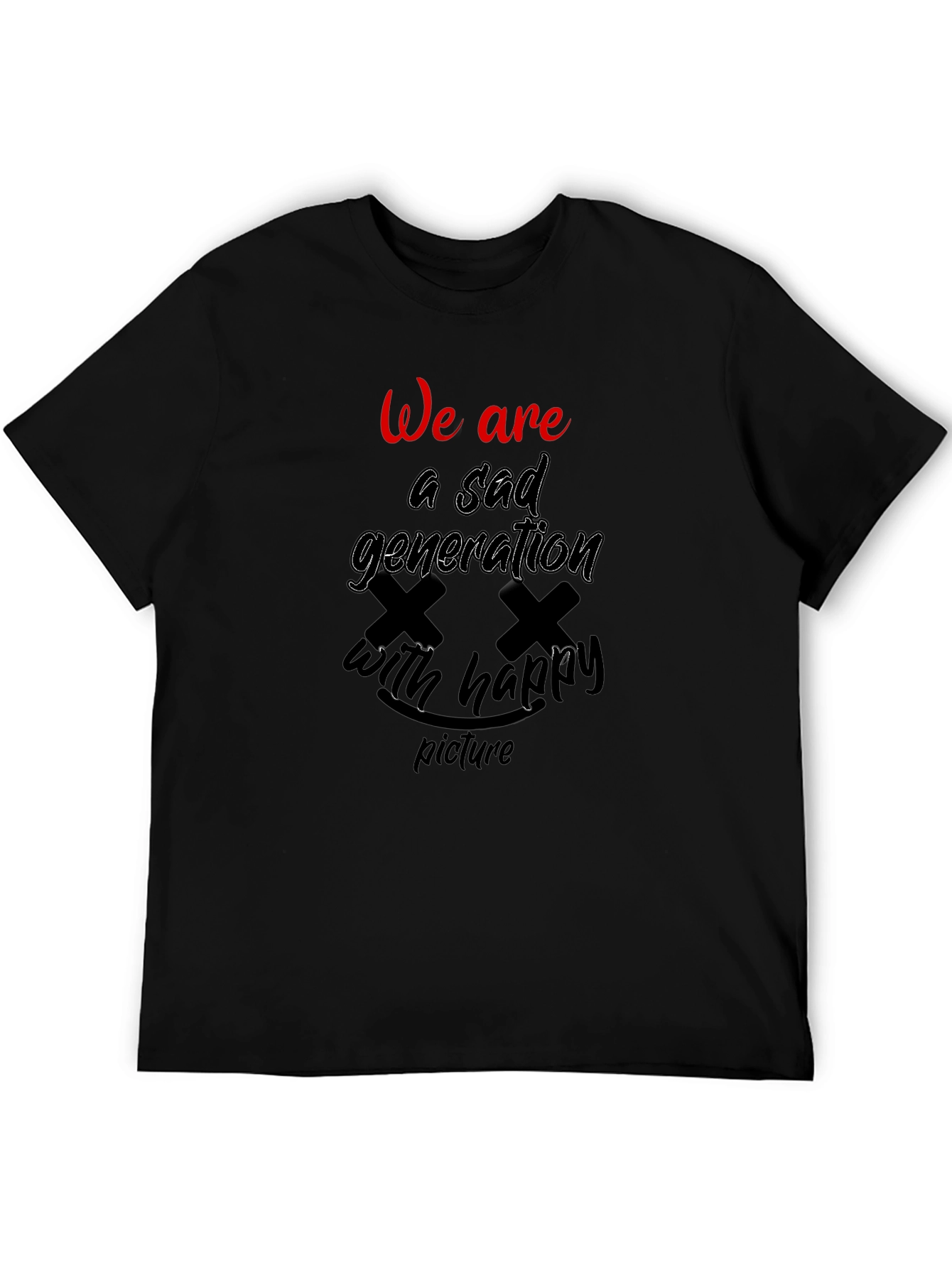 Sad Generation Graphic Tee - Trendy Black T-Shirt