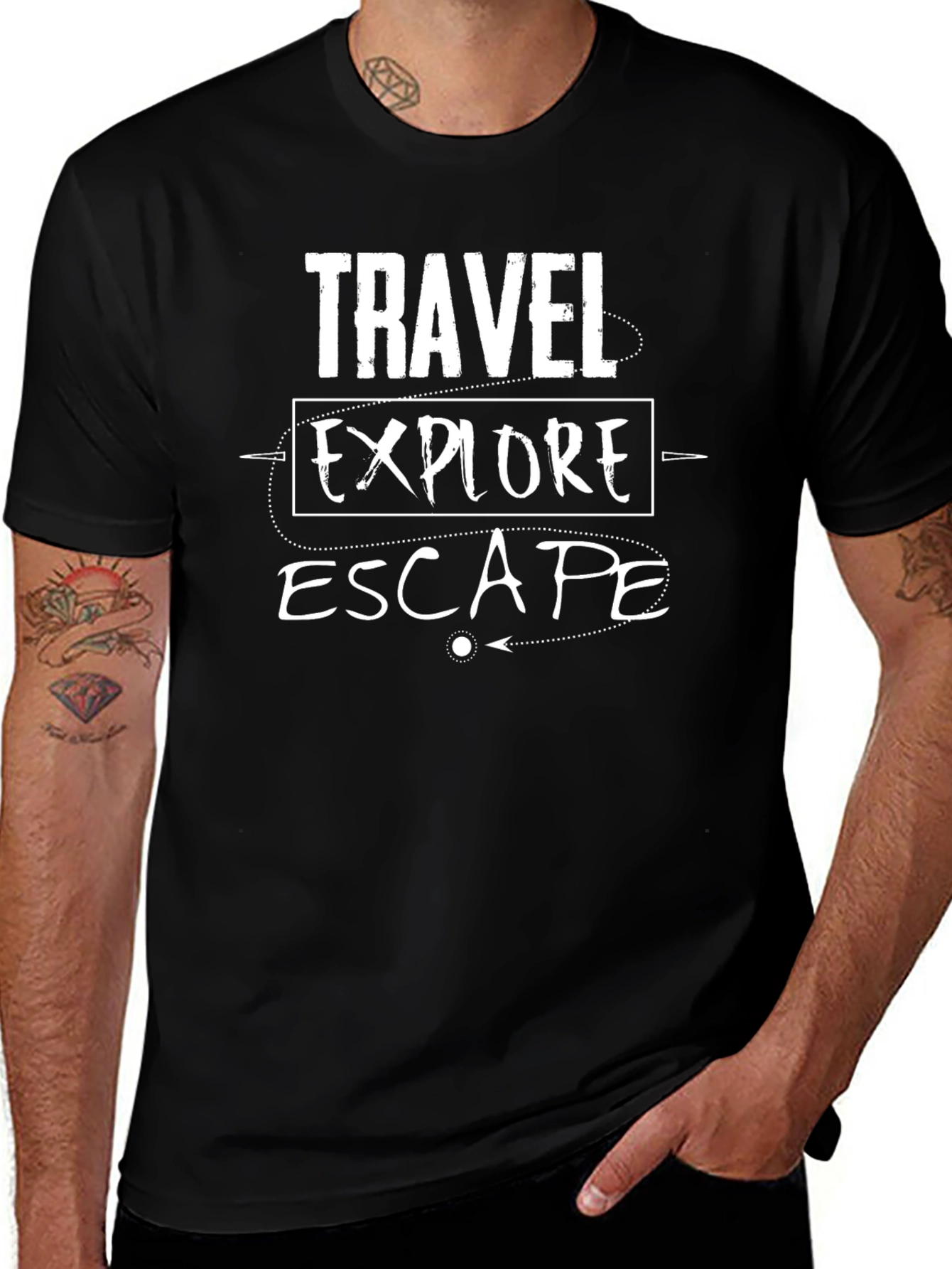 Travel Explore Escape Graphic Tee - Black