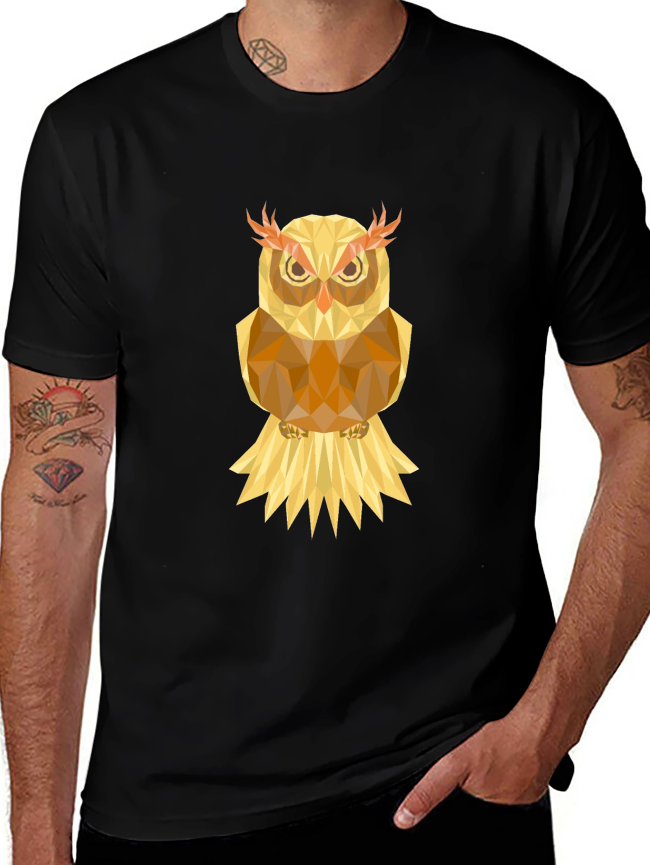 Geometric Owl Graphic Tee - Unique Mens T-Shirt