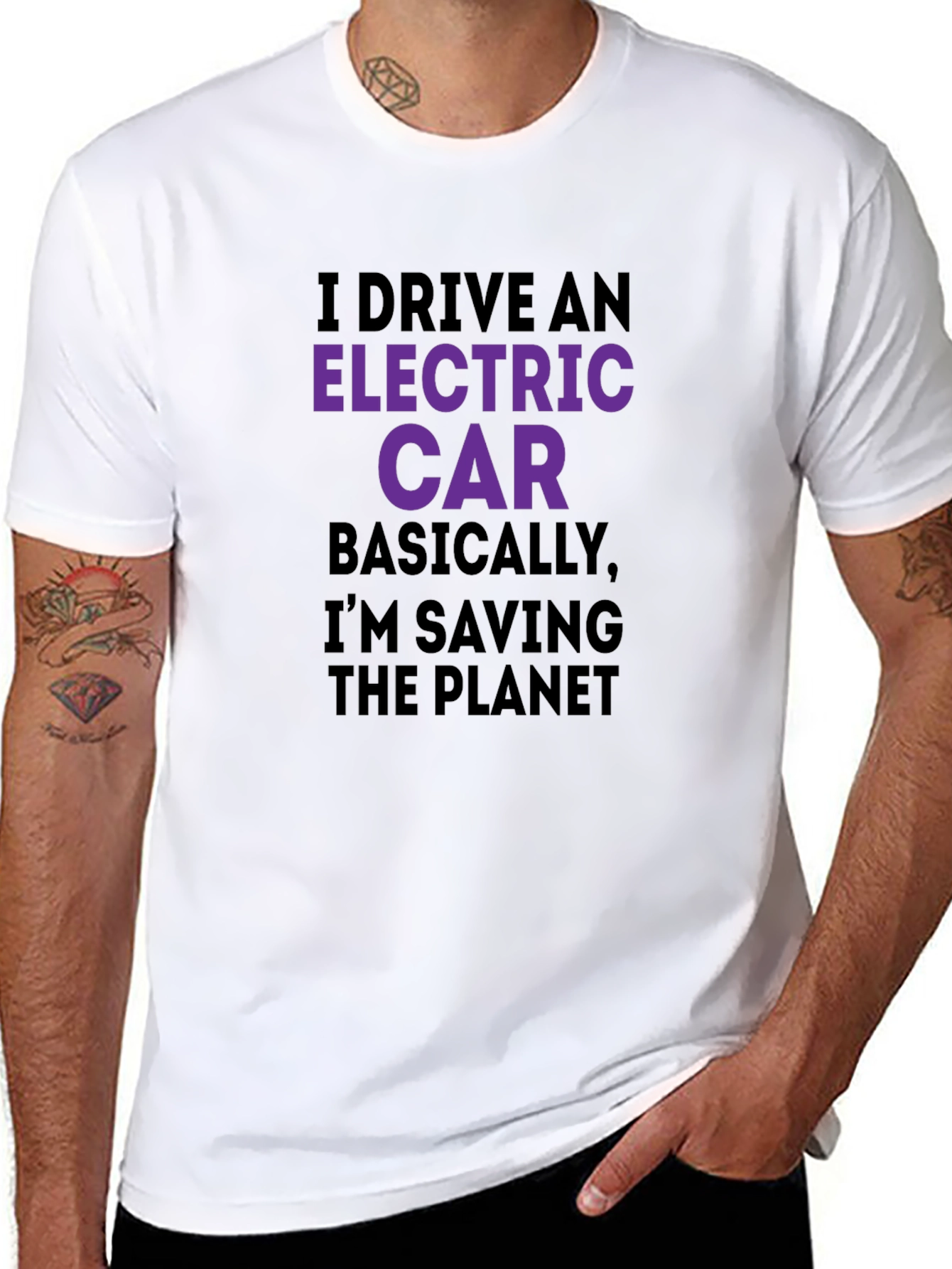 Electric Car Saving Planet T-Shirt