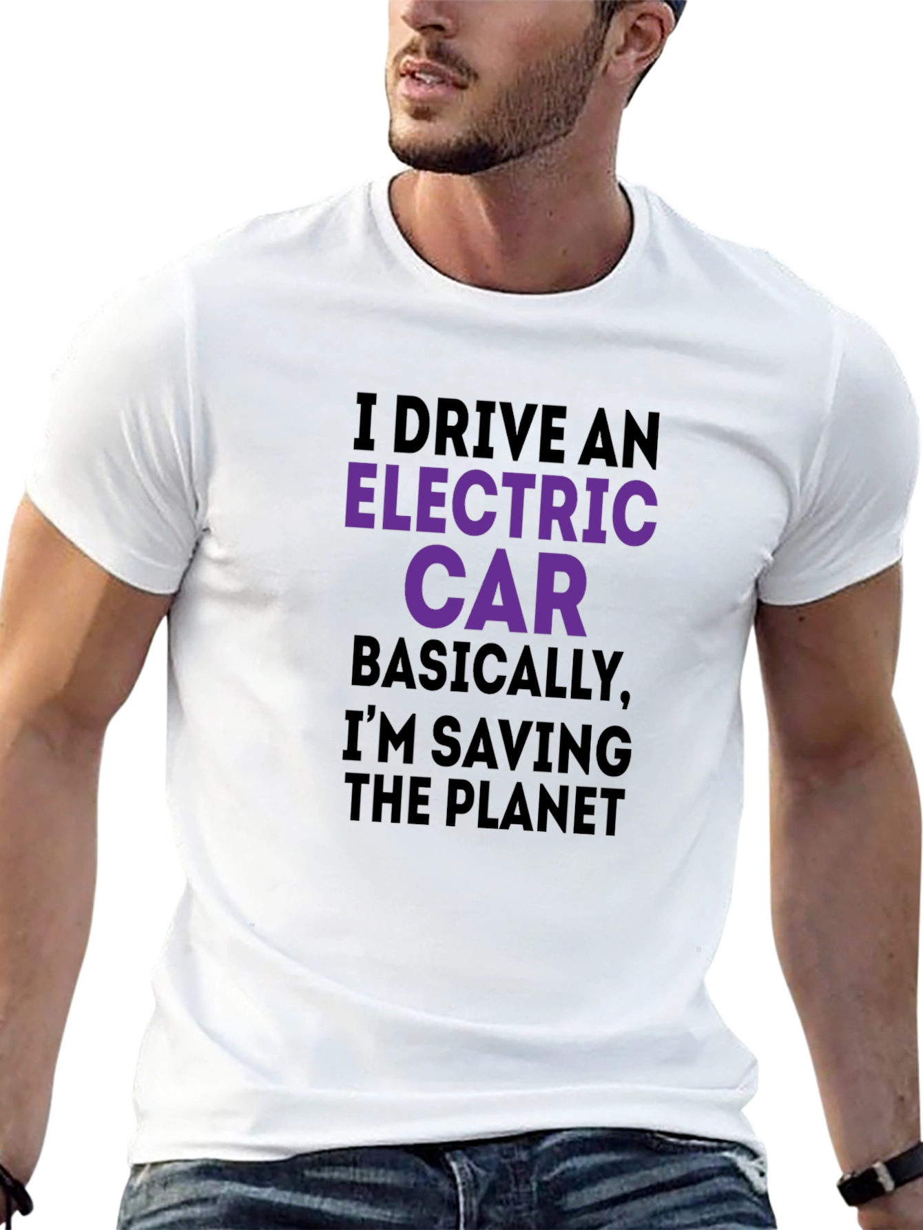 Electric Car Saving Planet T-Shirt
