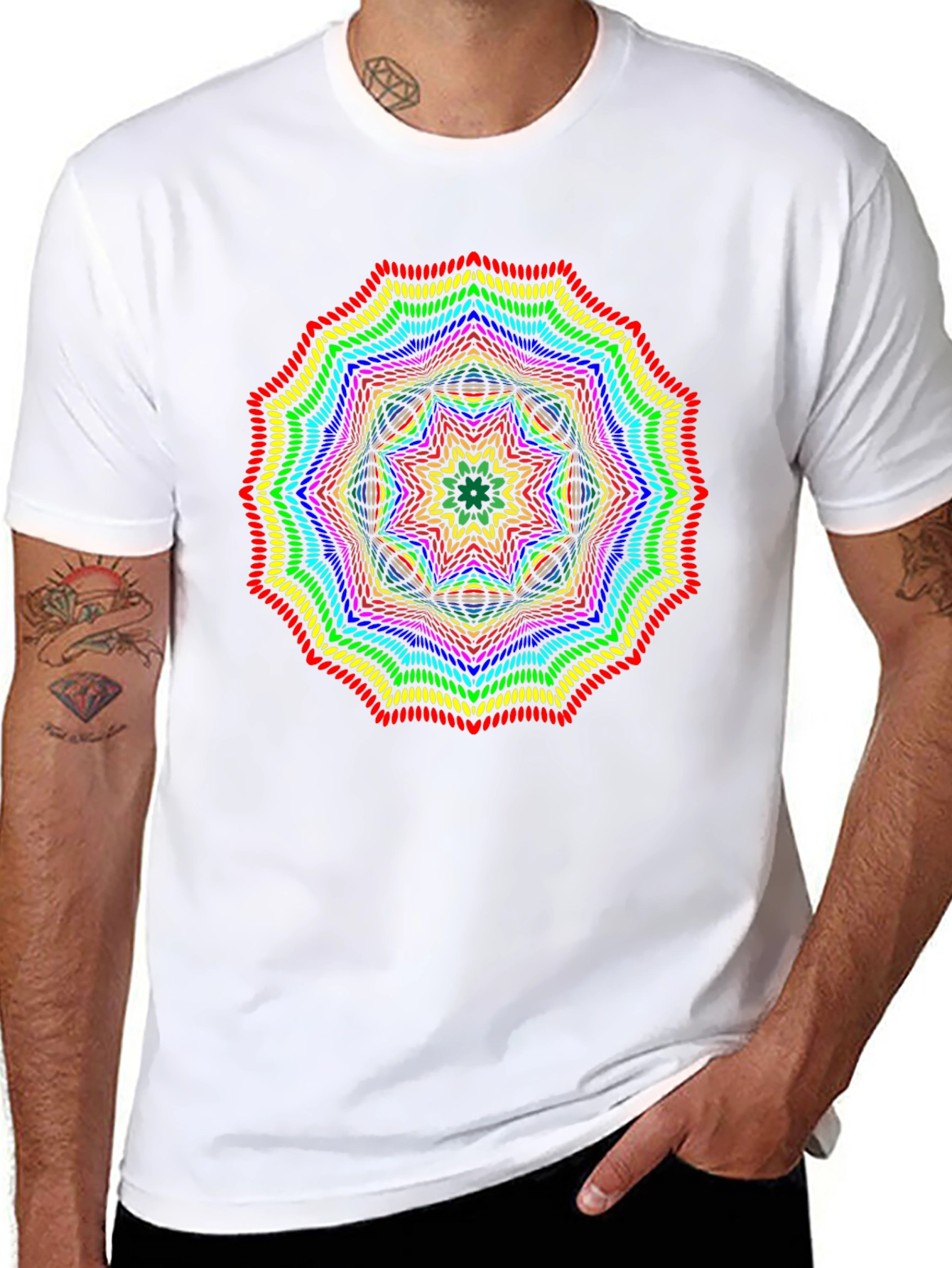 Rainbow Mandala Graphic Black T-Shirt
