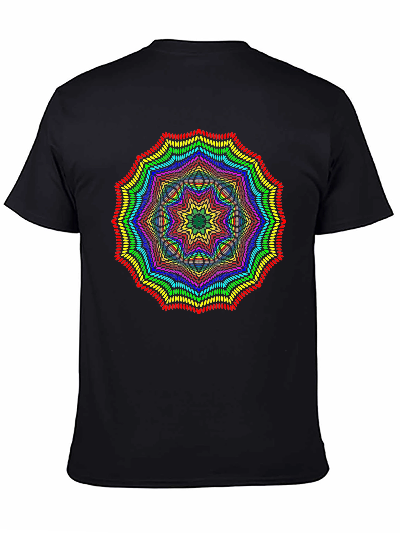 Rainbow Mandala Graphic Black T-Shirt