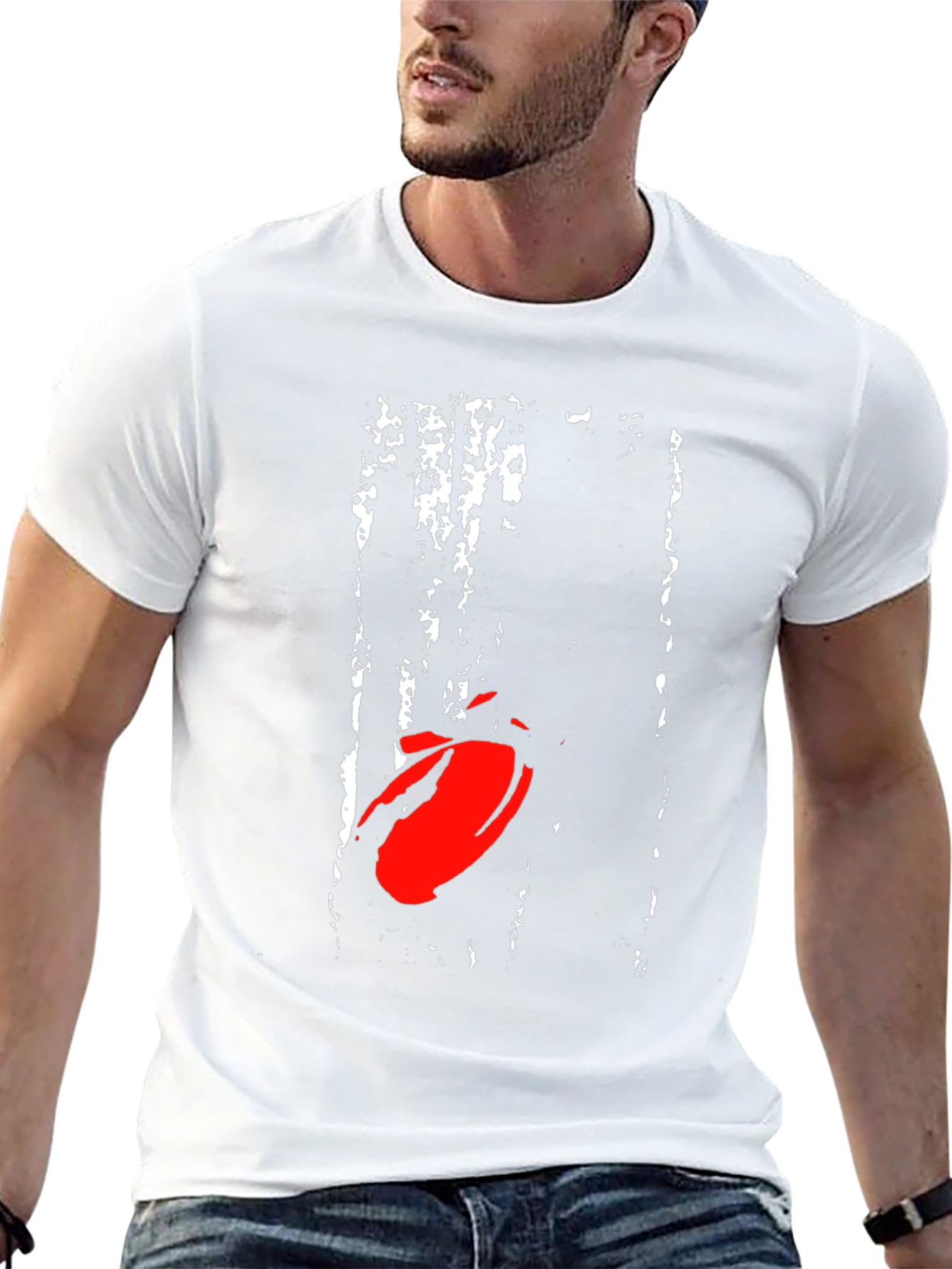 Graphic Print T-Shirt - Red Abstract Design