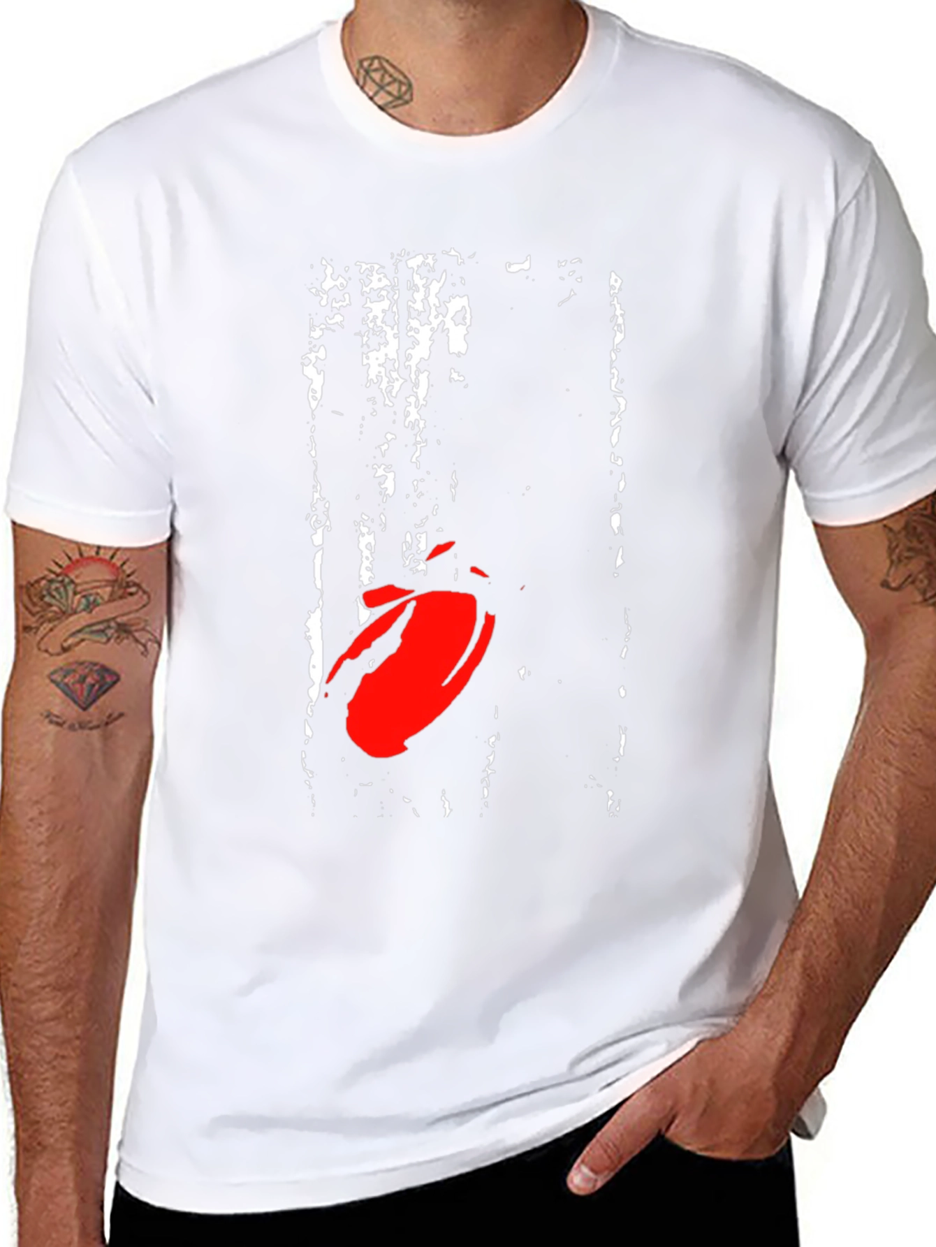 Graphic Print T-Shirt - Red Abstract Design