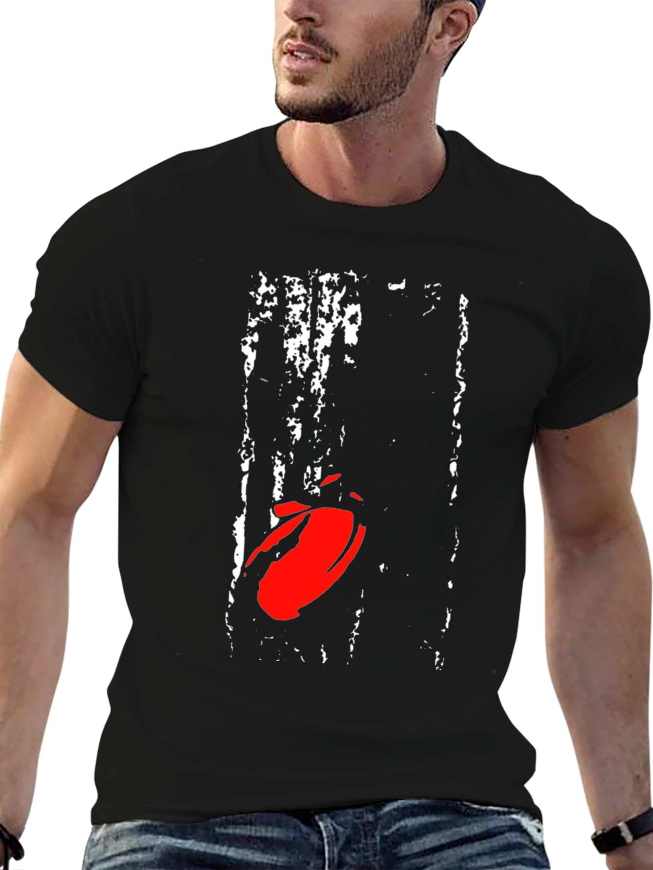 Graphic Print T-Shirt - Red Abstract Design