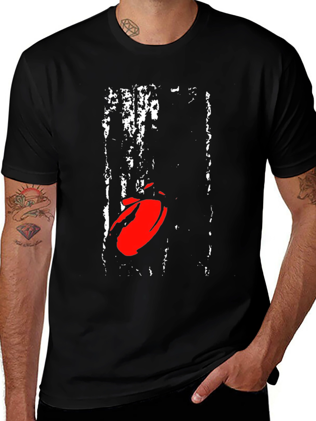 Graphic Print T-Shirt - Red Abstract Design