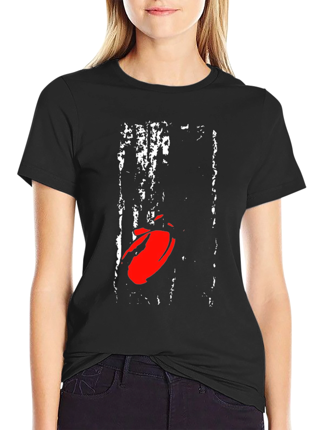 Graphic Print T-Shirt - Red Abstract Design