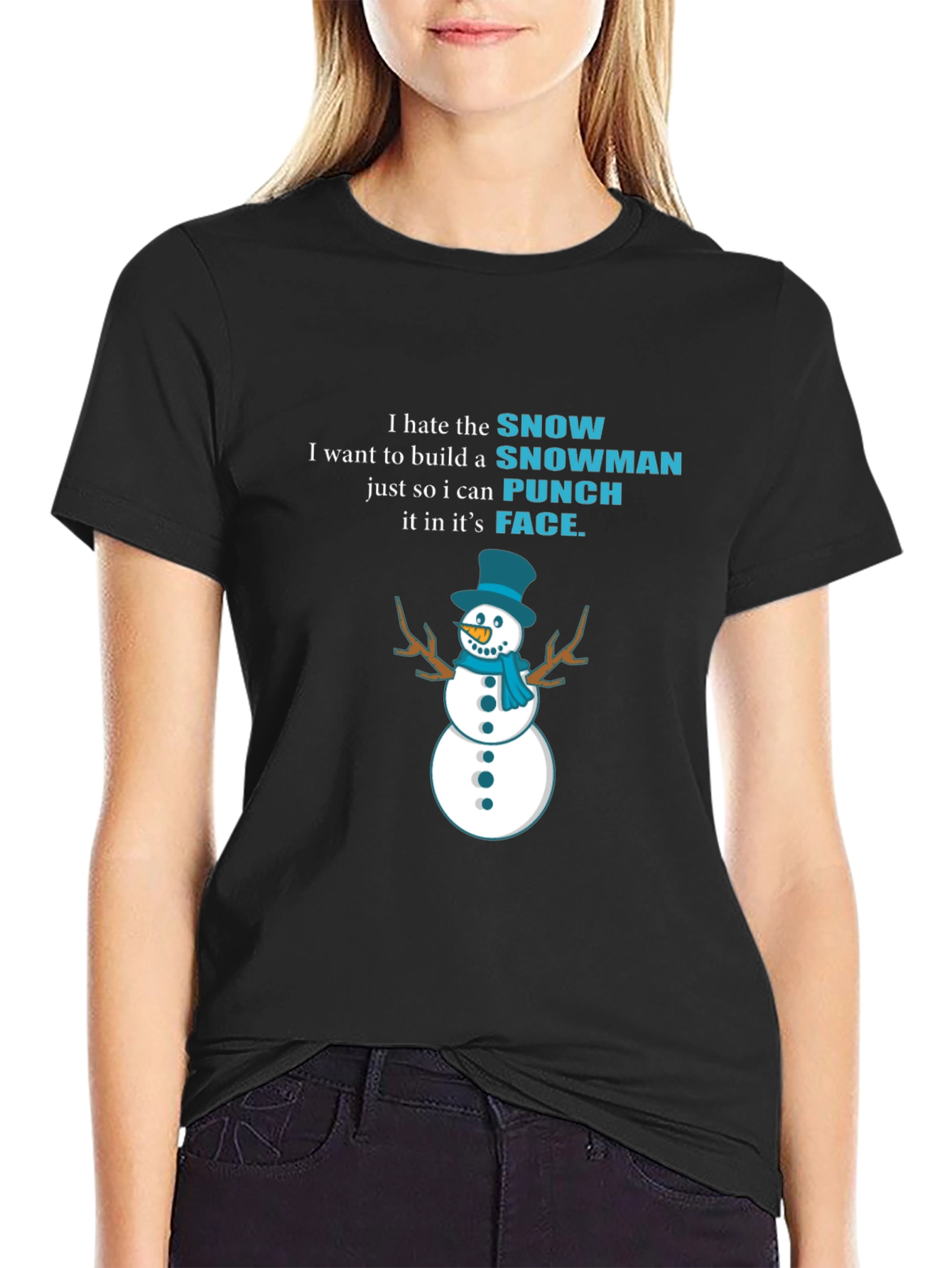 I Hate Snowman Black T-Shirt