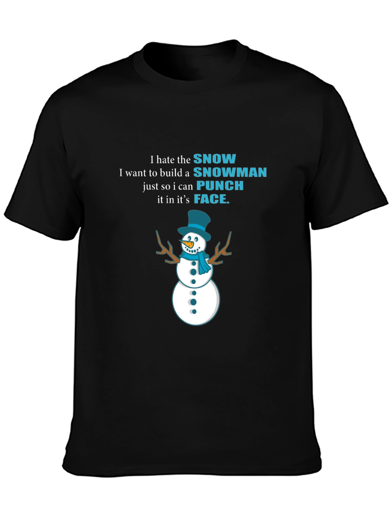I Hate Snowman Black T-Shirt