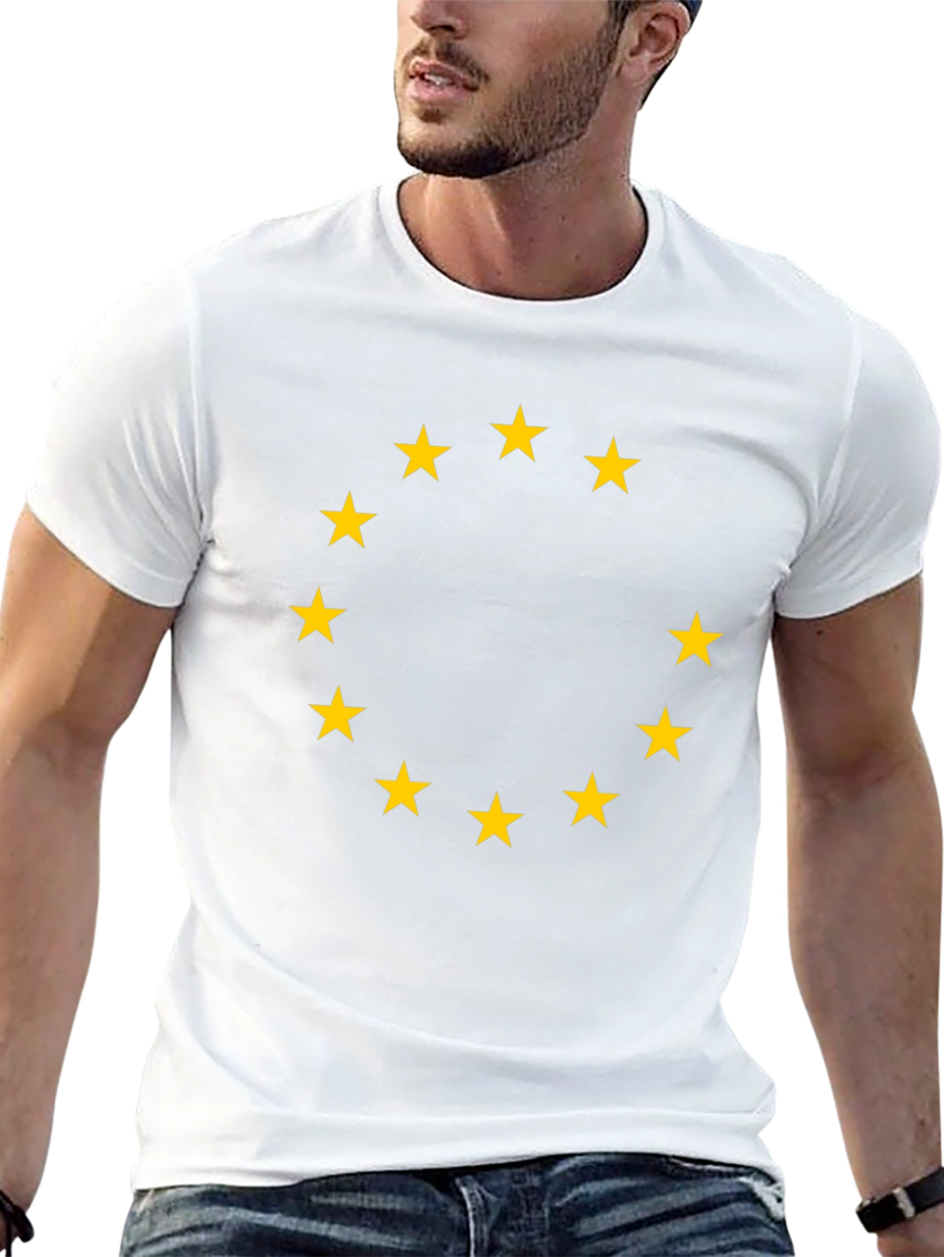 EU Flag T-Shirt - Black with Gold Stars