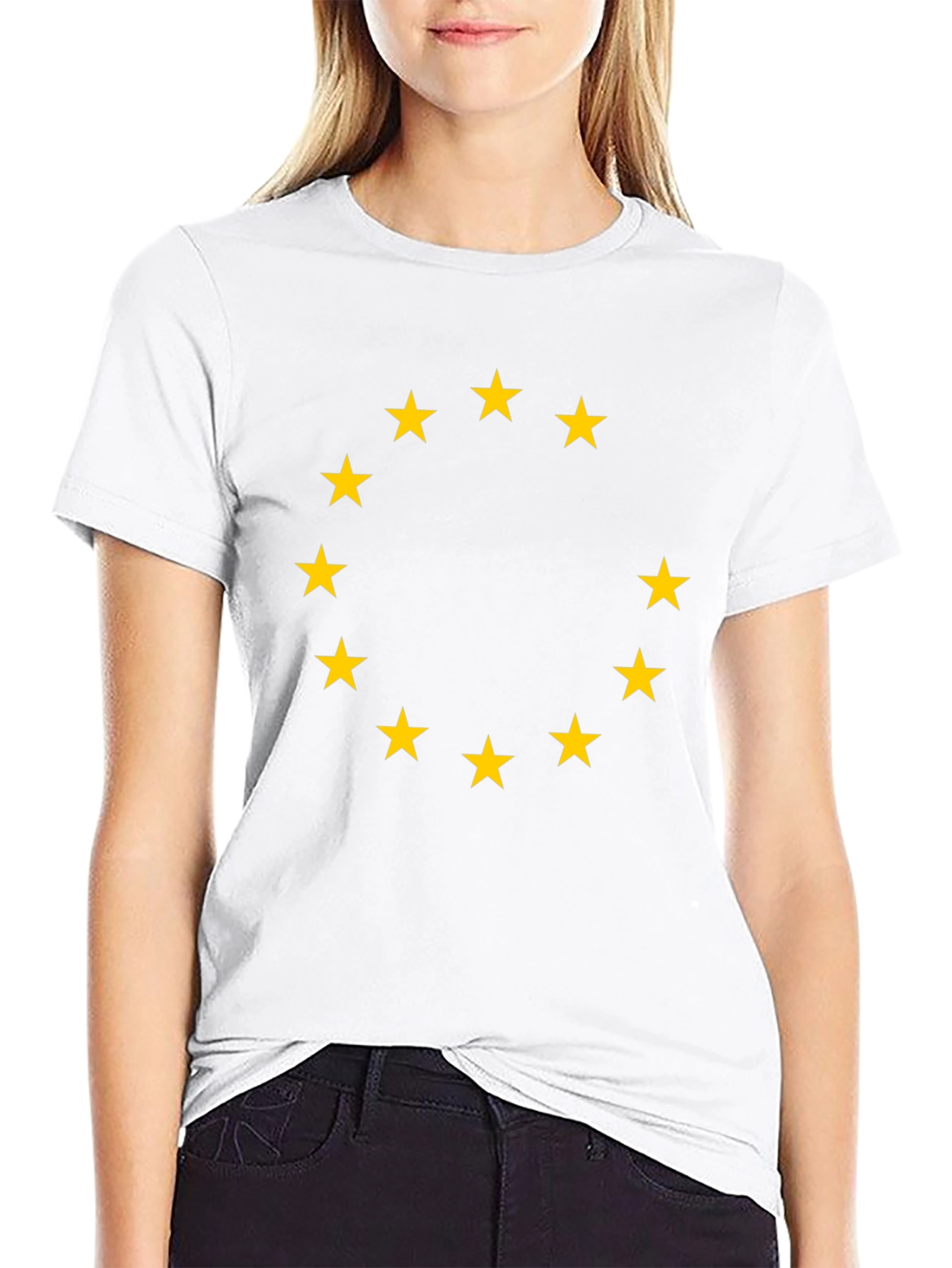 EU Flag T-Shirt - Black with Gold Stars