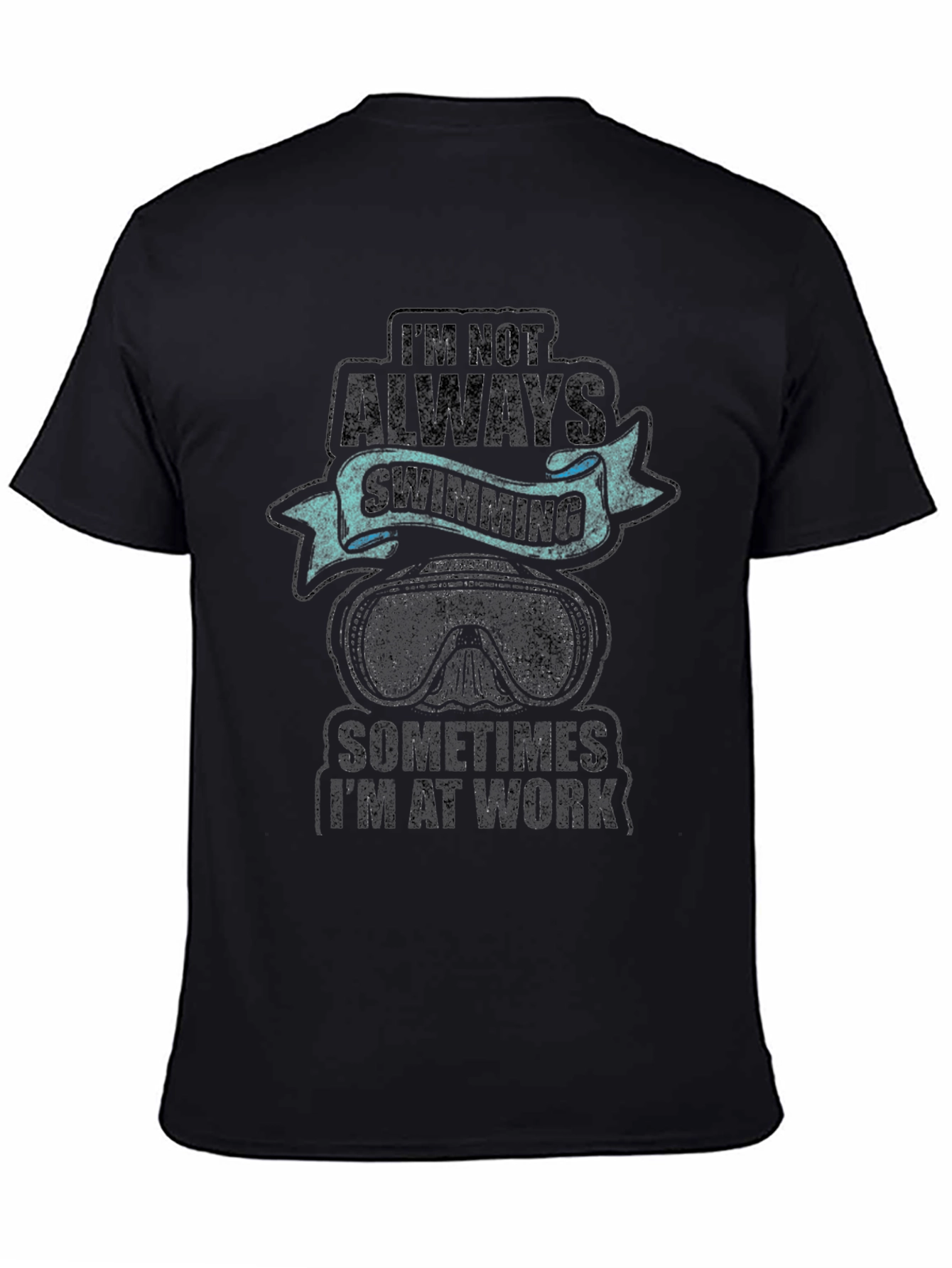 Swimming & Work Graphic Tee - Black