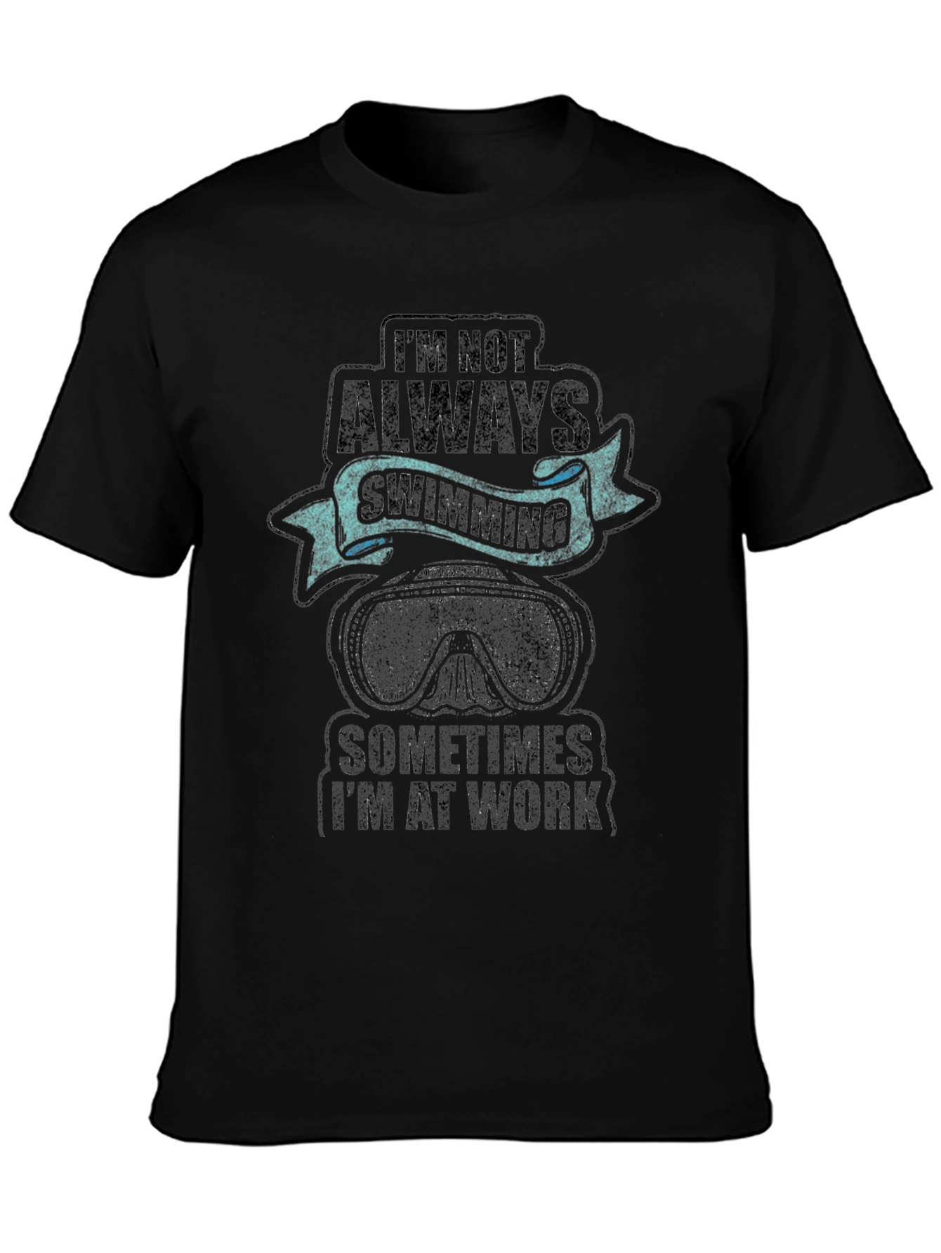 Swimming & Work Graphic Tee - Black