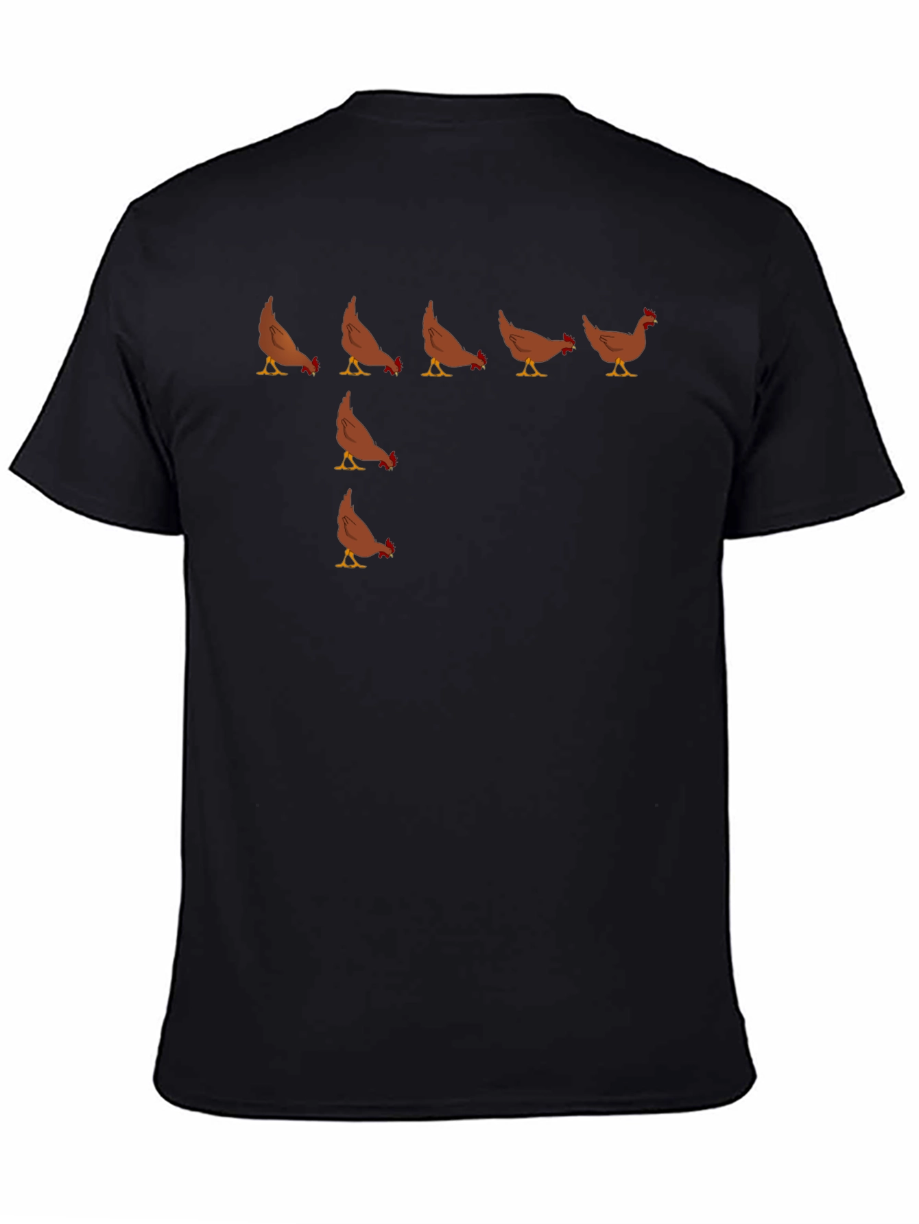 Funny Chicken Pattern Black T-Shirt for Men