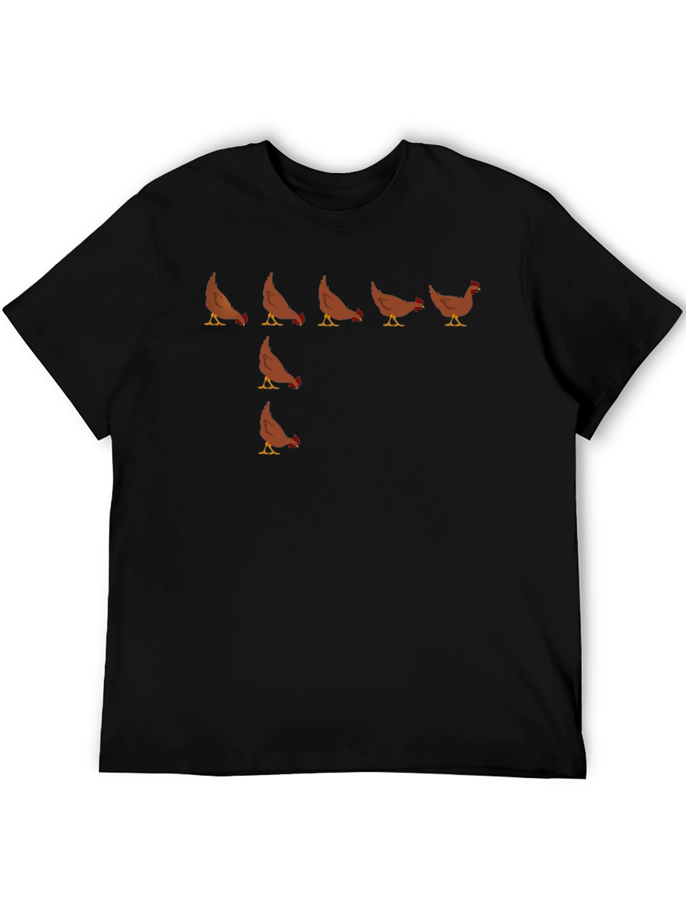 Funny Chicken Pattern Black T-Shirt for Men