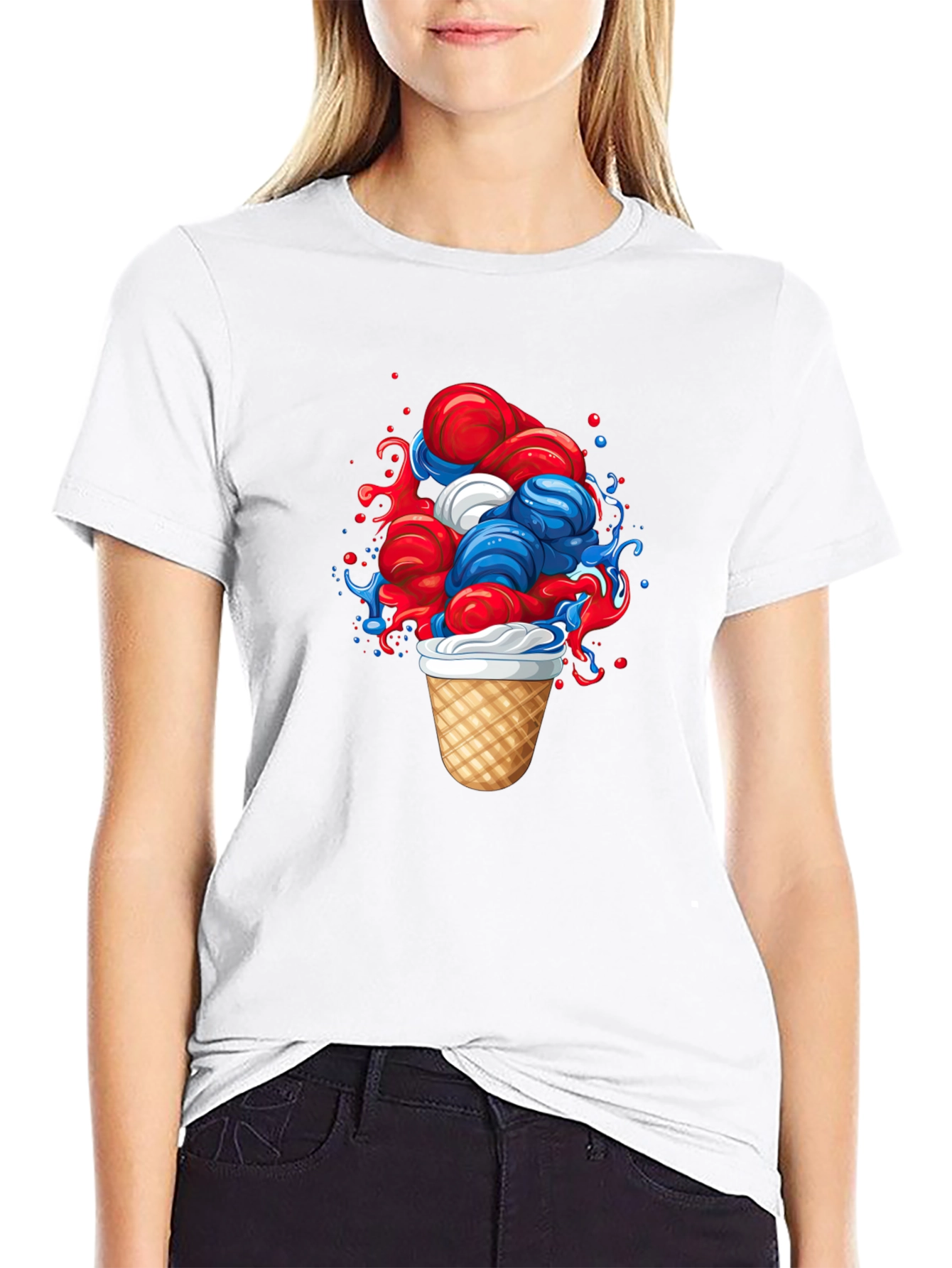 Patriotic Ice Cream Graphic Tee - Black