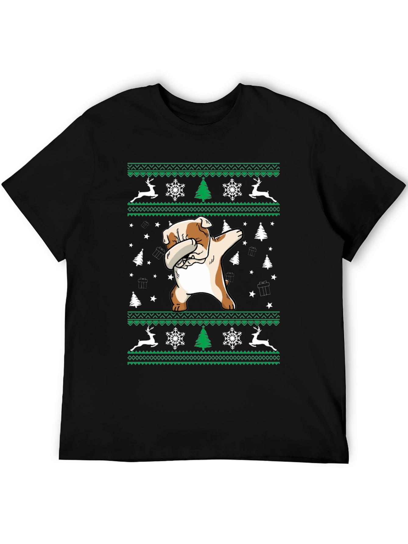 Dabbing Bulldog Christmas T-Shirt