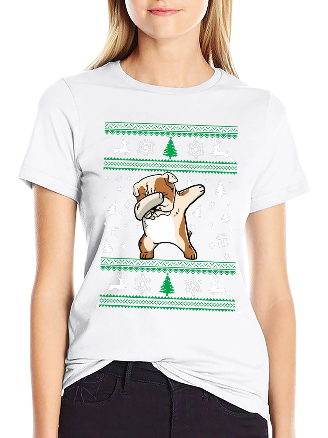 Dabbing Bulldog Christmas T-Shirt