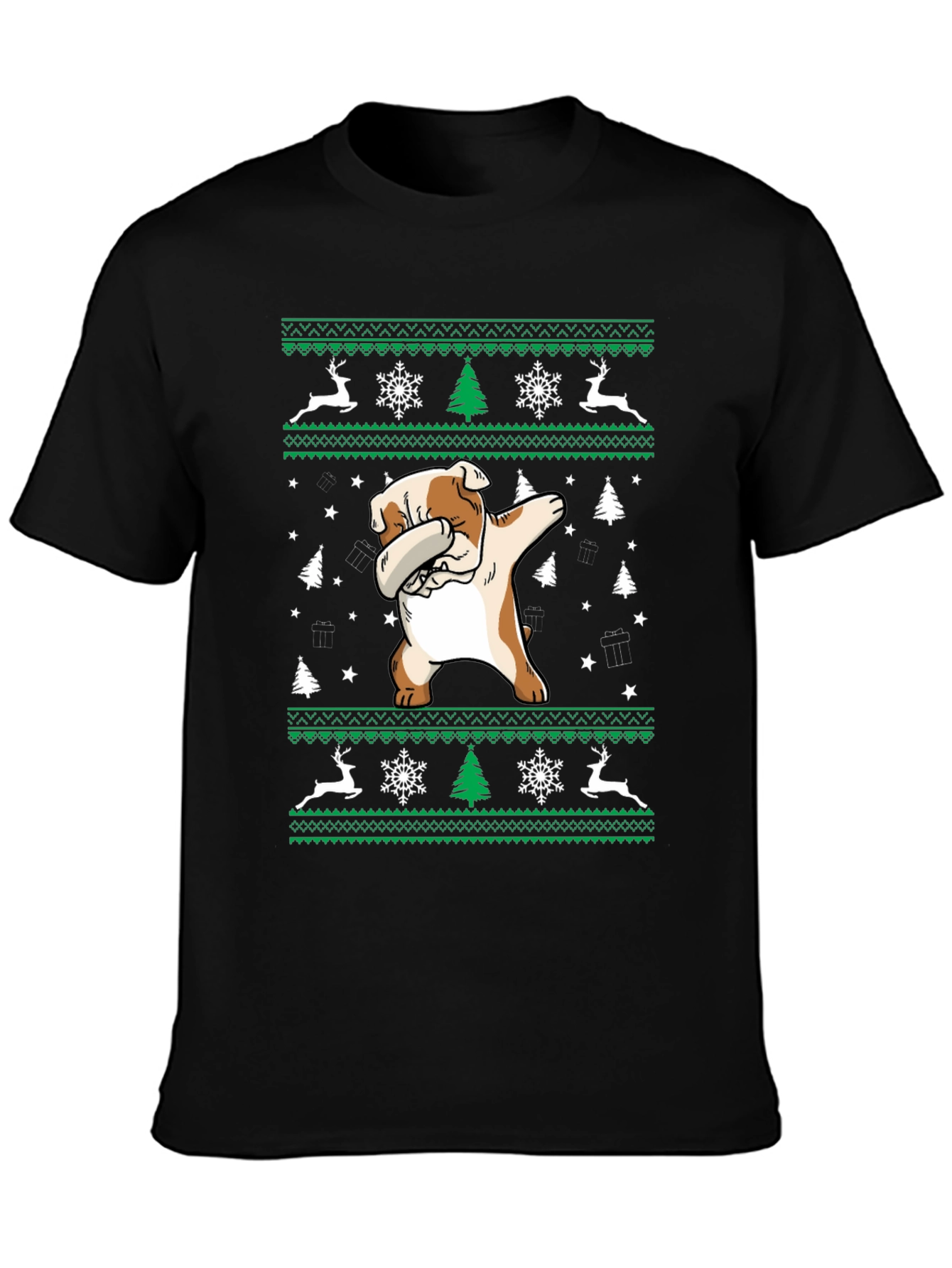 Dabbing Bulldog Christmas T-Shirt