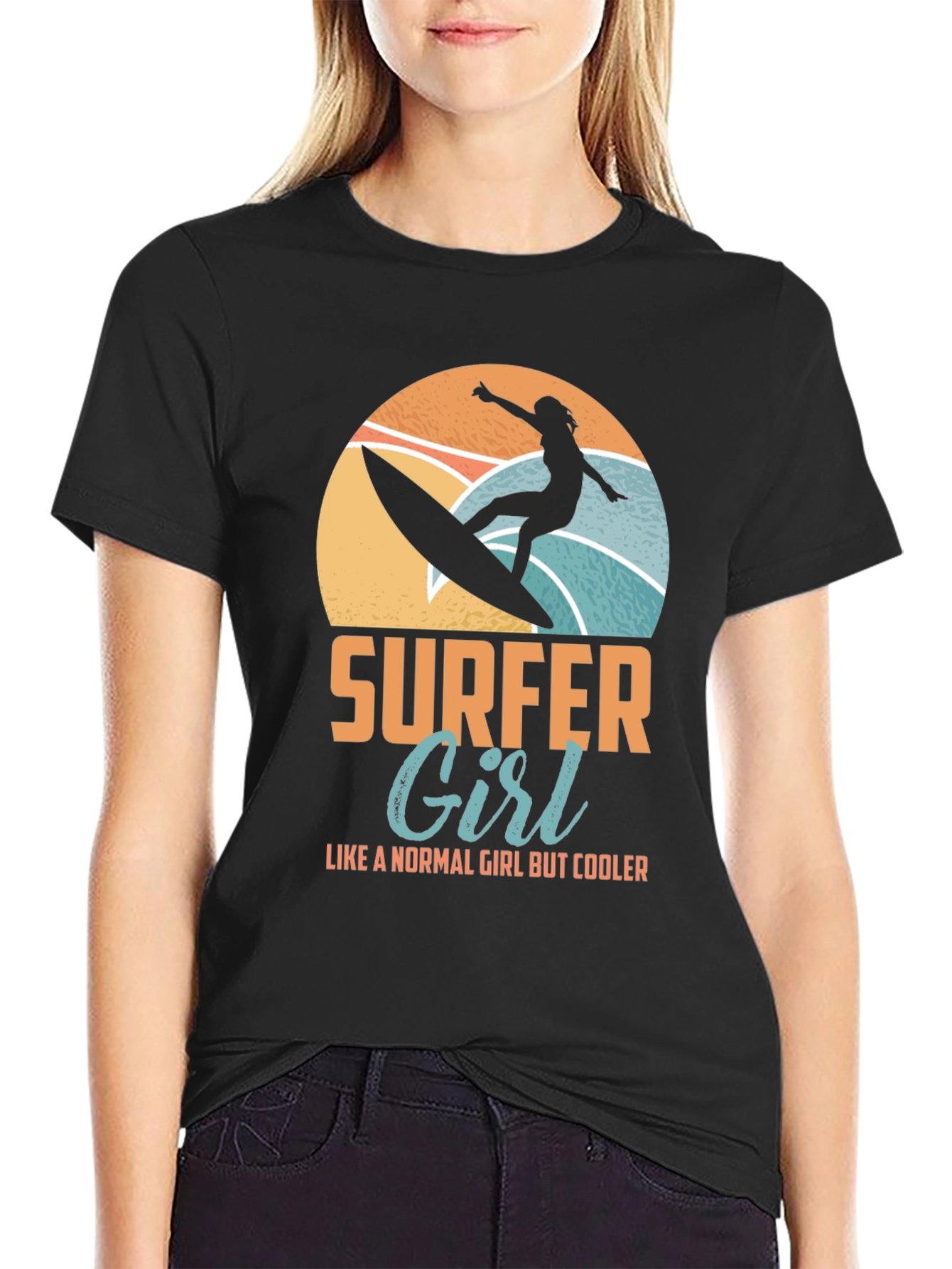 Surfer Girl Graphic Tee - Cool Beach Vibes