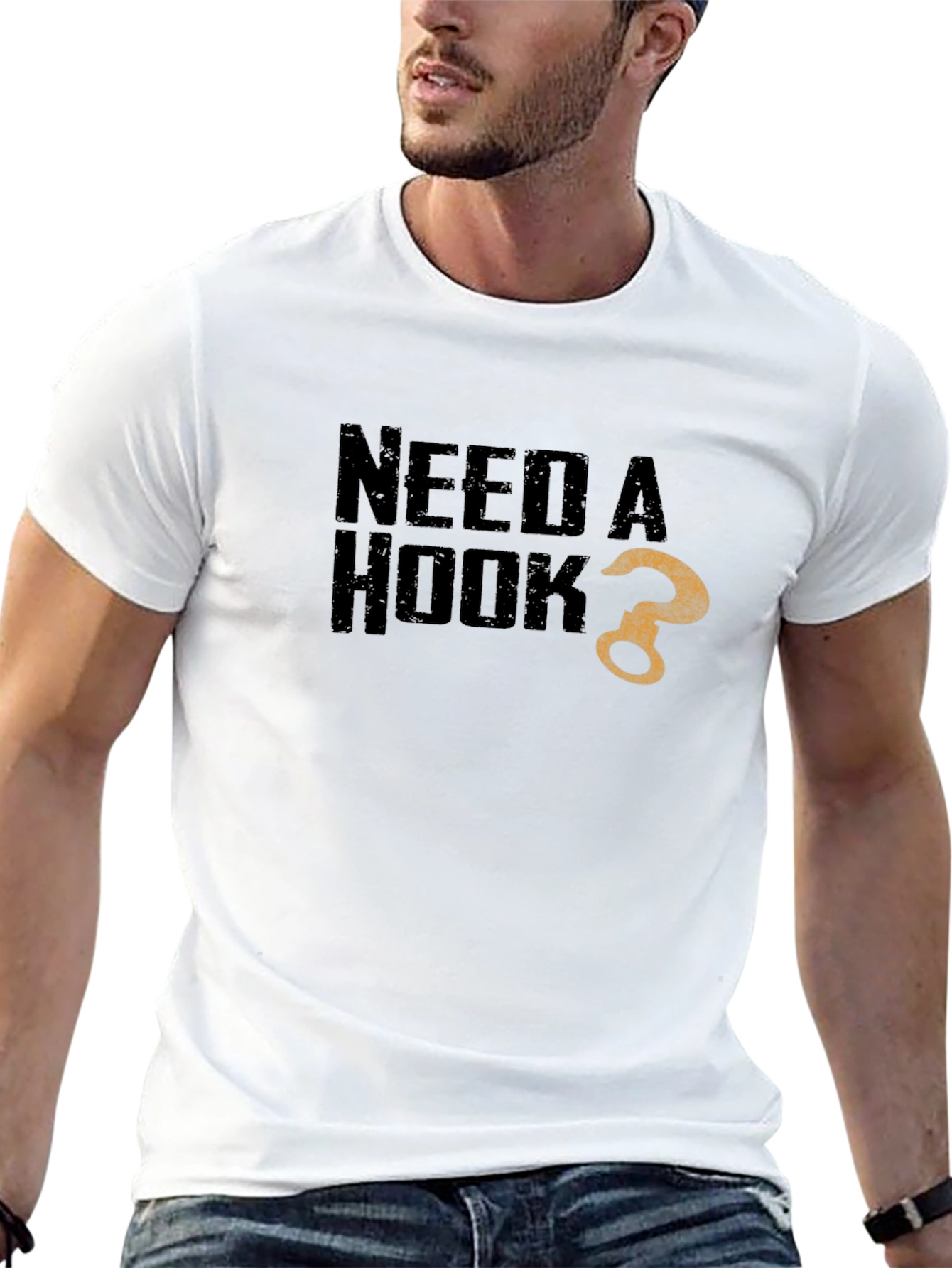 Need a Hook? Graphic Print Black T-Shirt