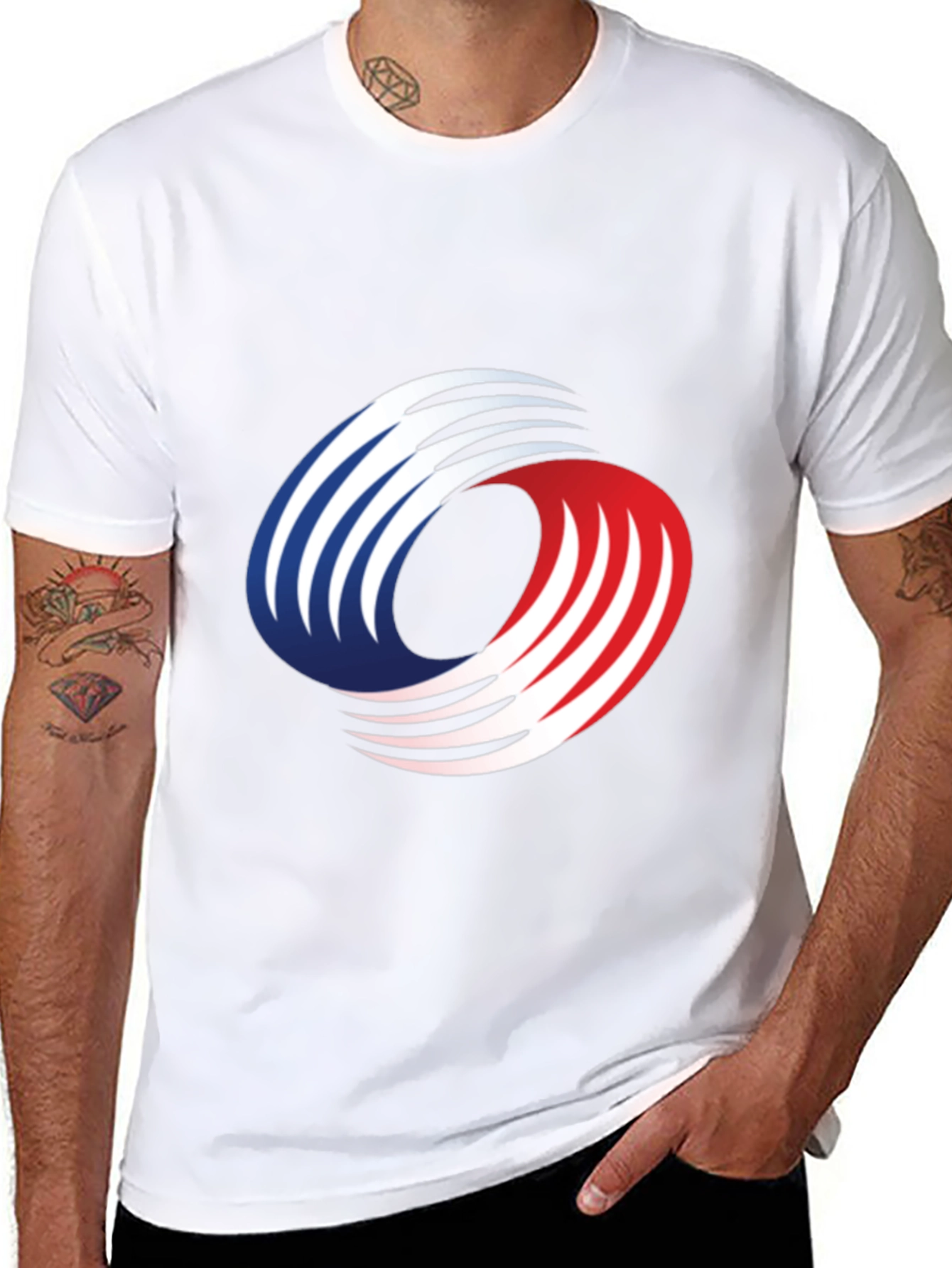 Abstract Graphic Tee - Red White & Blue