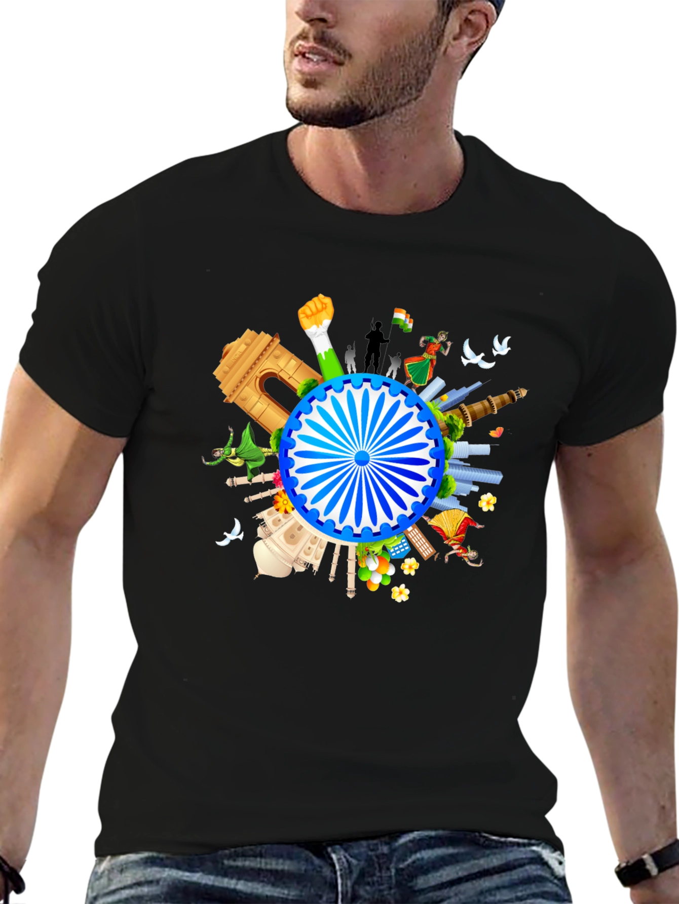 India Pride Black Graphic Tee