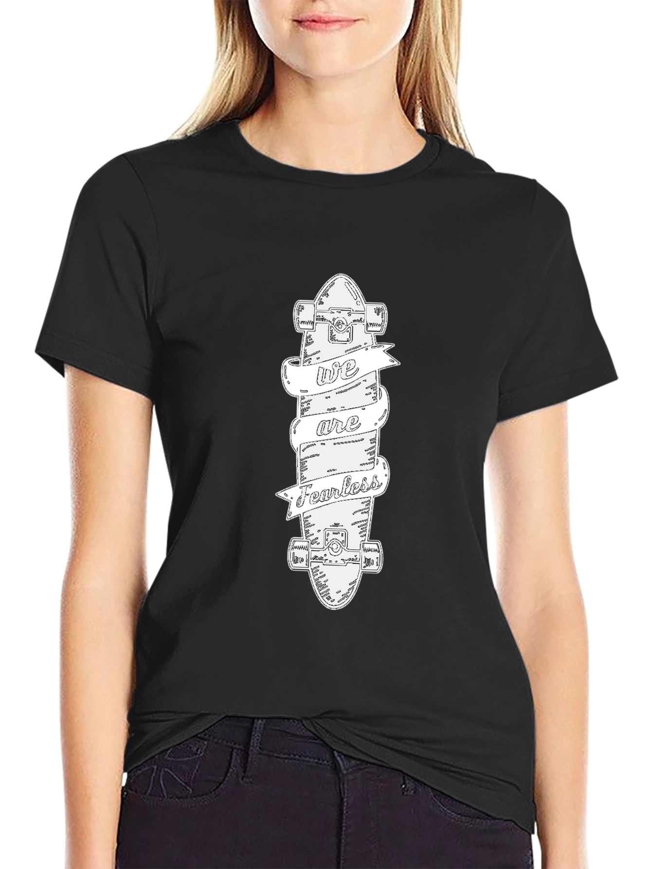 Fearless Skateboard Graphic Tee - Black Cotton T-Shirt