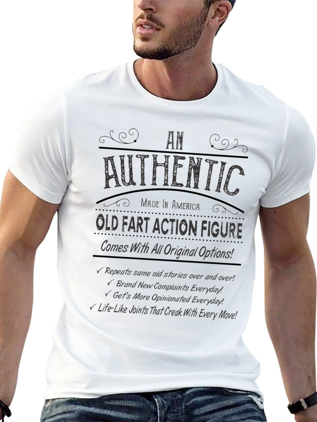 Authentic Old Fart Action Figure T-Shirt