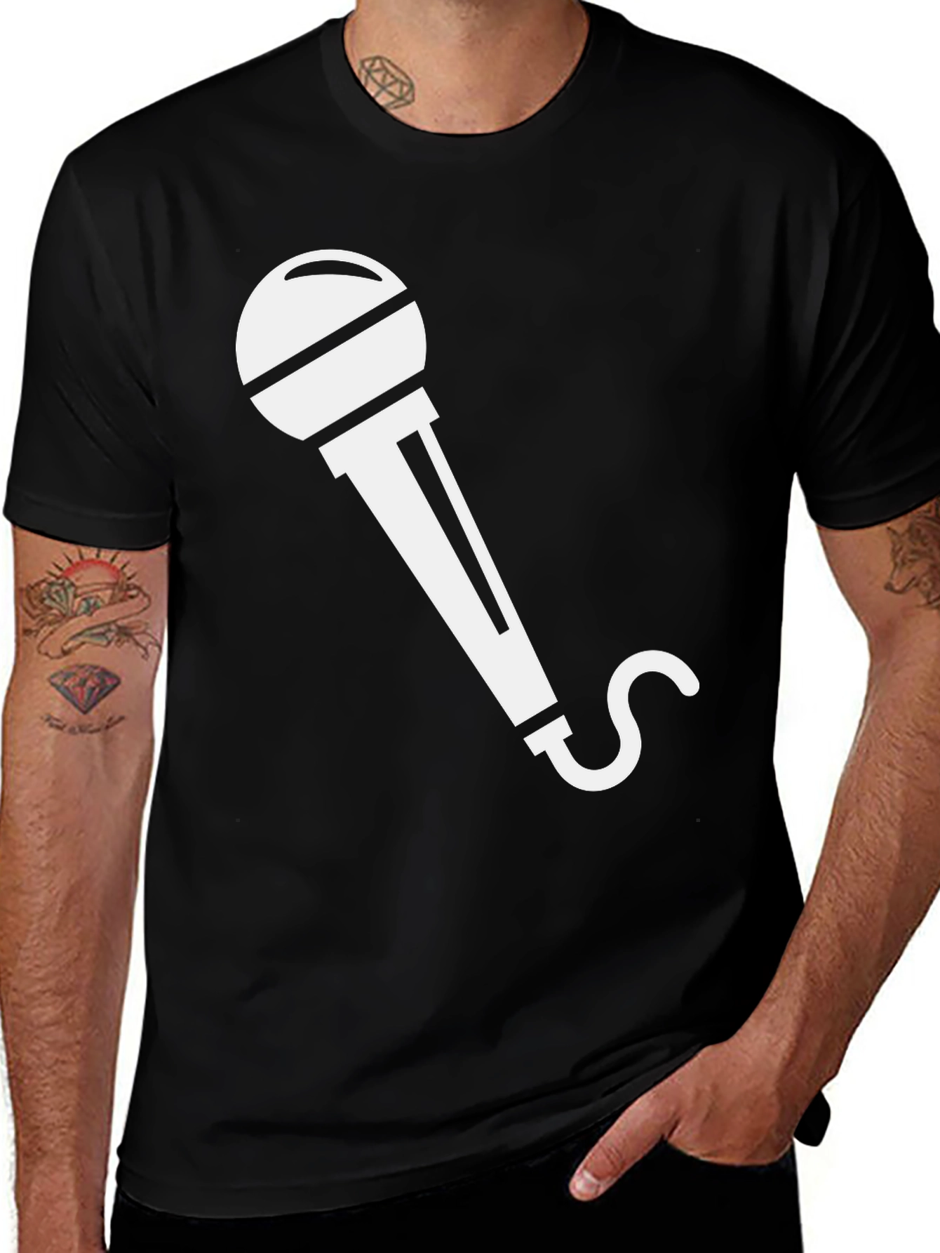 Microphone Graphic Tee - Black