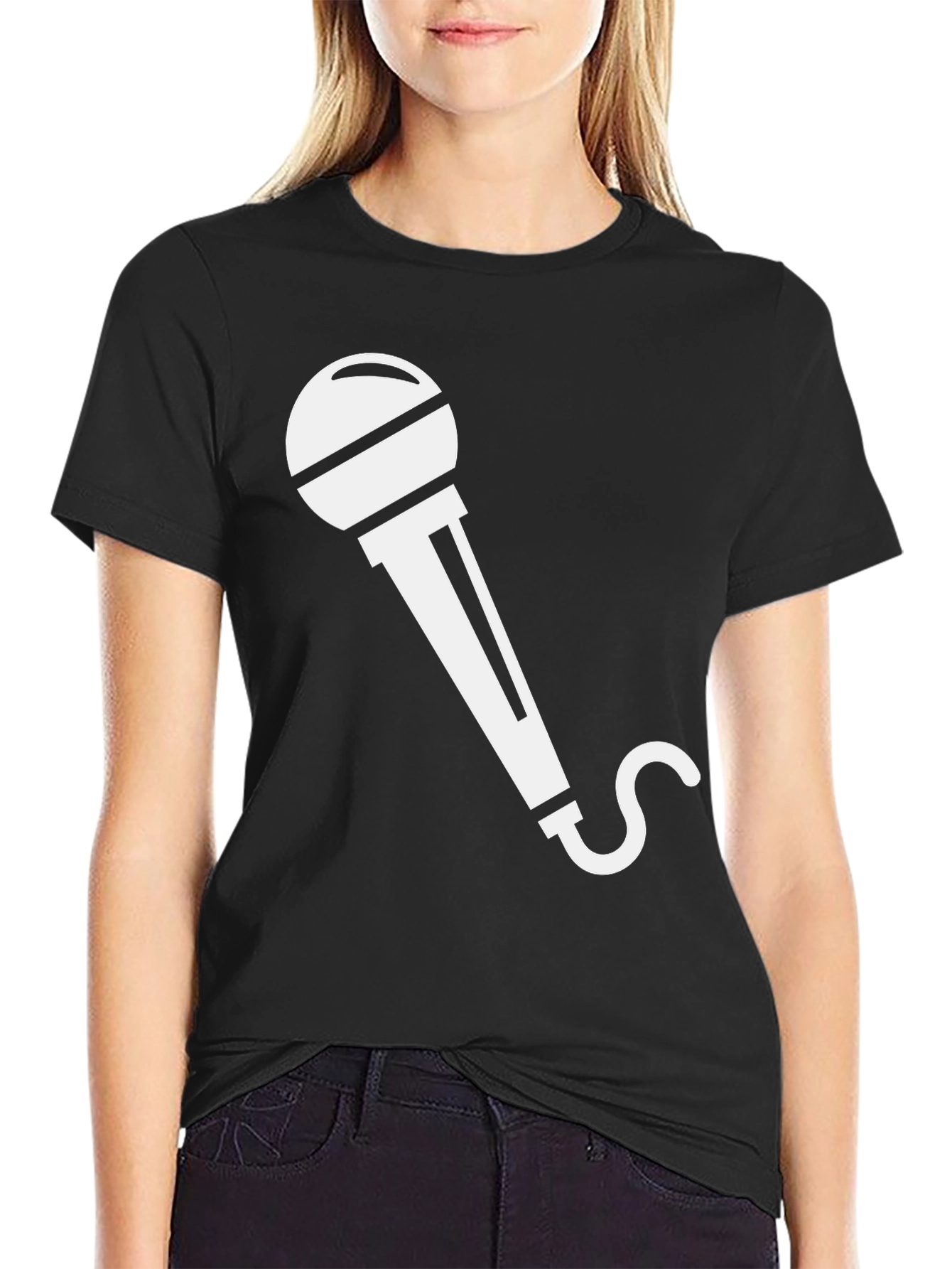 Microphone Graphic Tee - Black