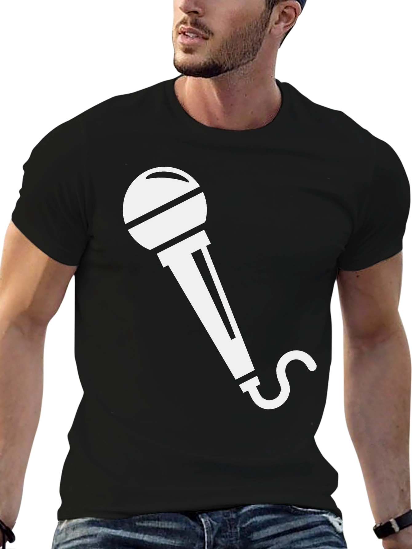 Microphone Graphic Tee - Black