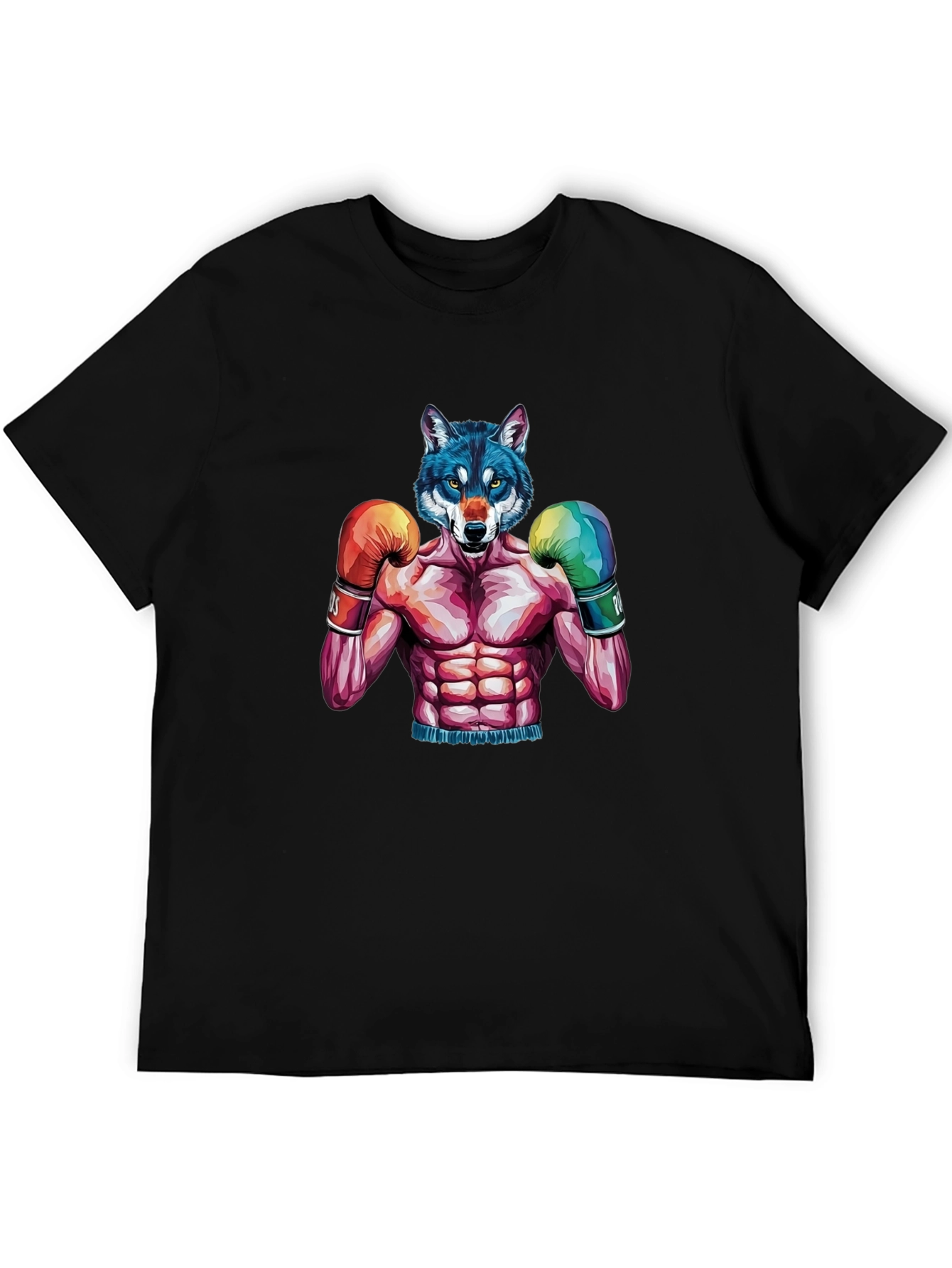 Wolf Boxer Graphic Tee - Mens Black T-Shirt