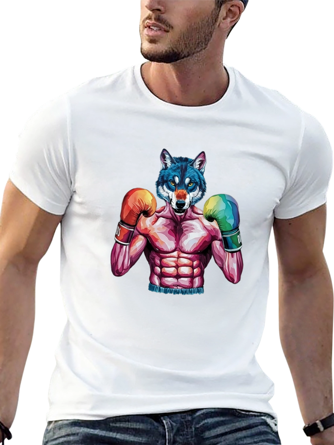 Wolf Boxer Graphic Tee - Mens Black T-Shirt