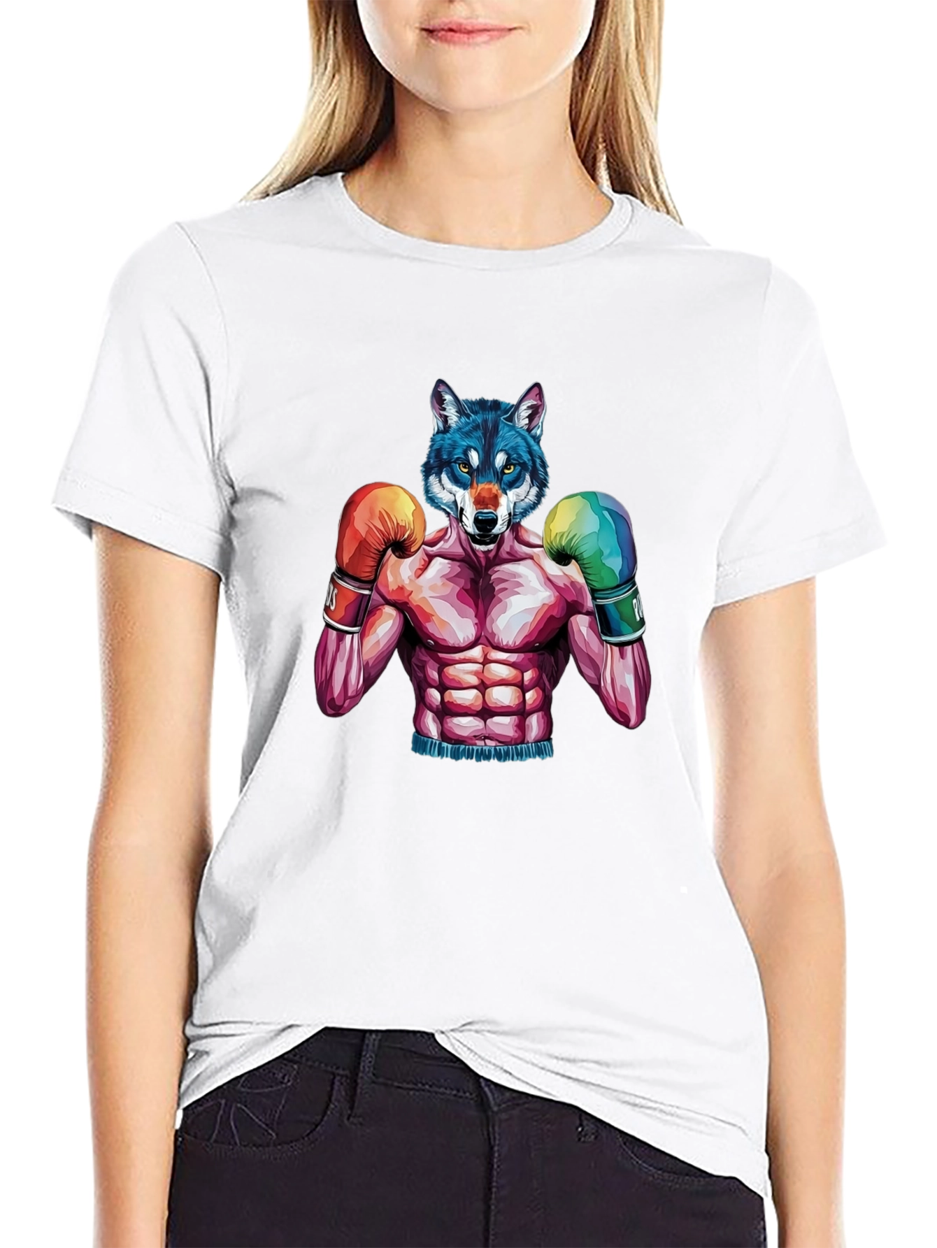 Wolf Boxer Graphic Tee - Mens Black T-Shirt