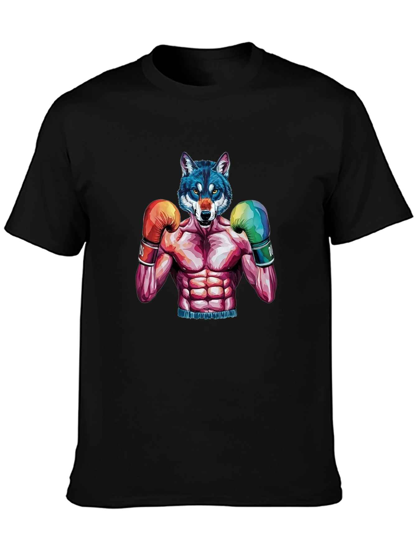 Wolf Boxer Graphic Tee - Mens Black T-Shirt